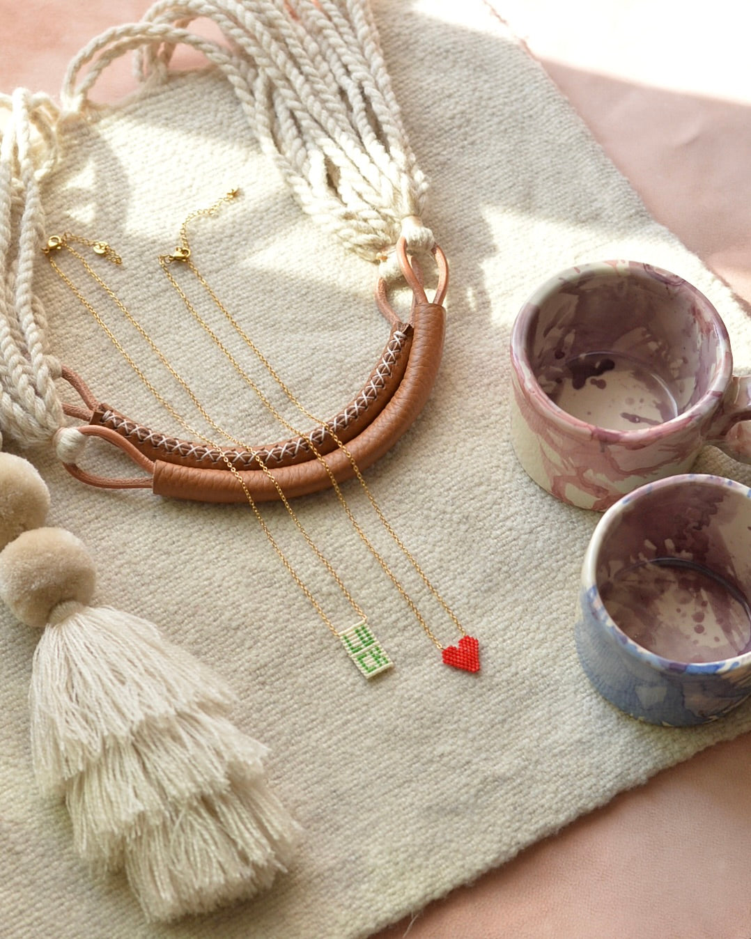 メキシコ ウール ハンモックバッグ レザーハンドル