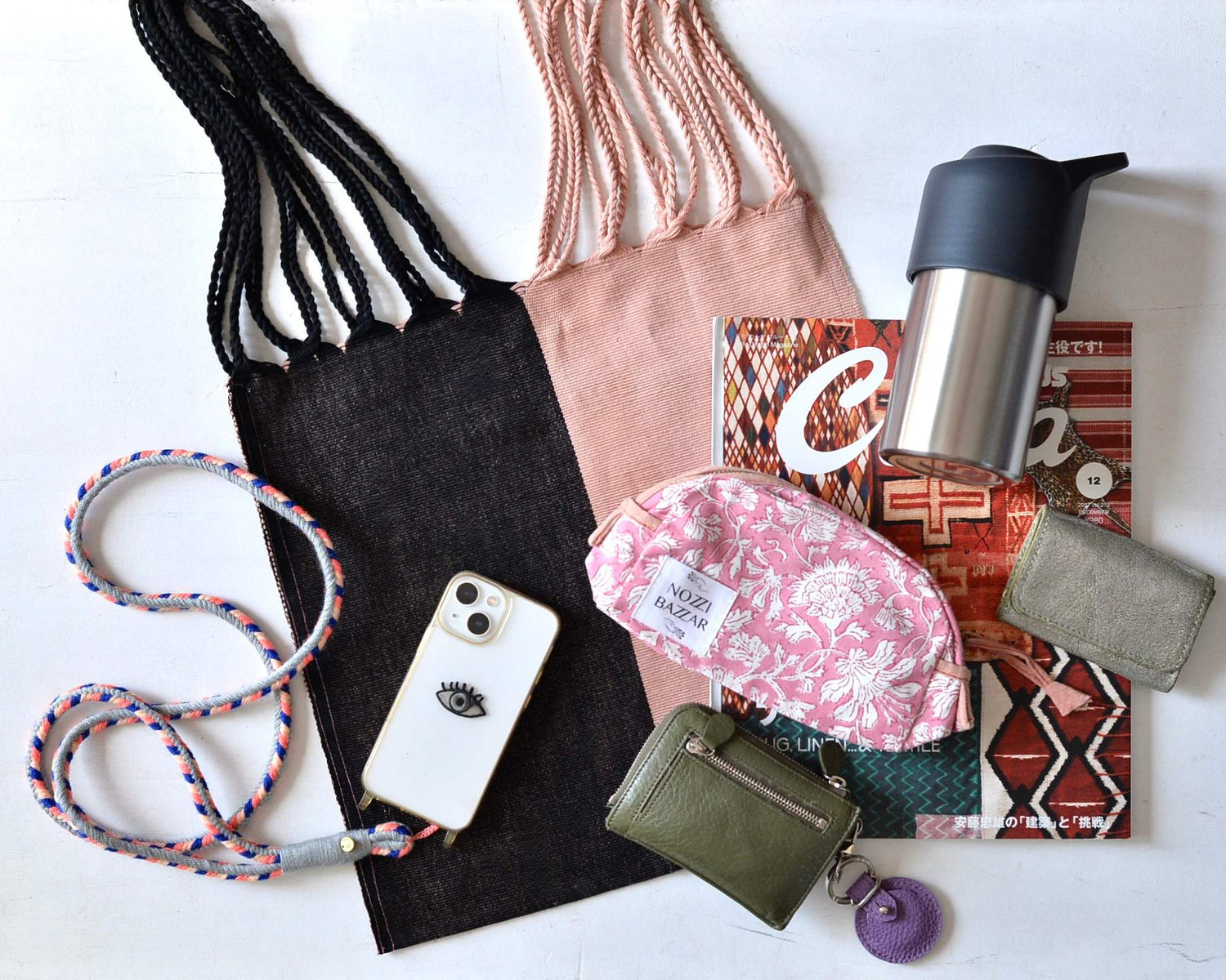 メキシコ ハンモックバッグ レザーハンドル ツートン