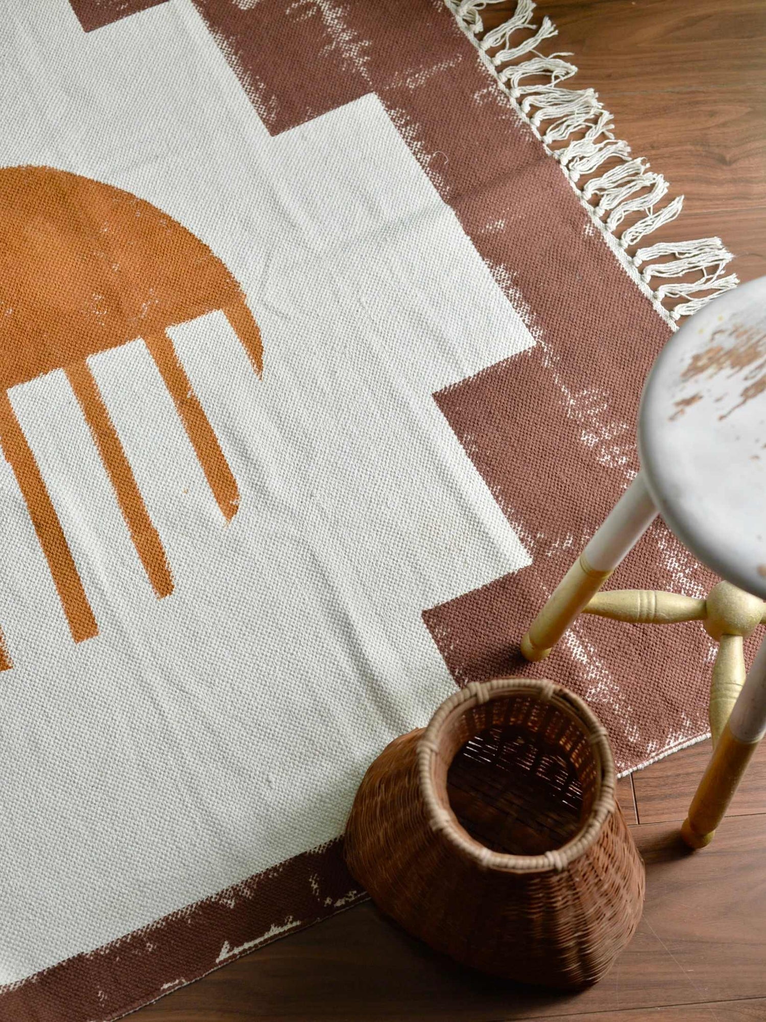 ハンドブロックプリント コットンラグ