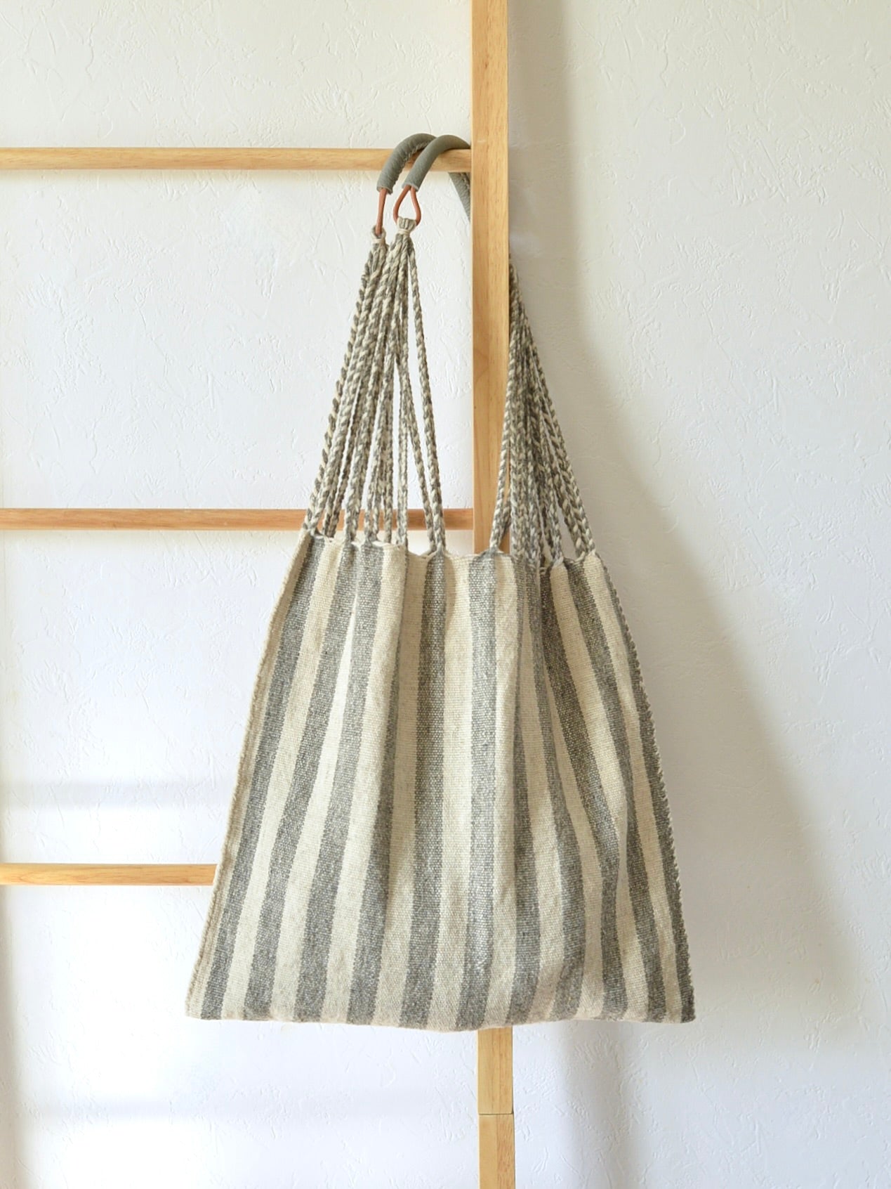 メキシコ ウール ハンモックバッグ レザーハンドル Gray