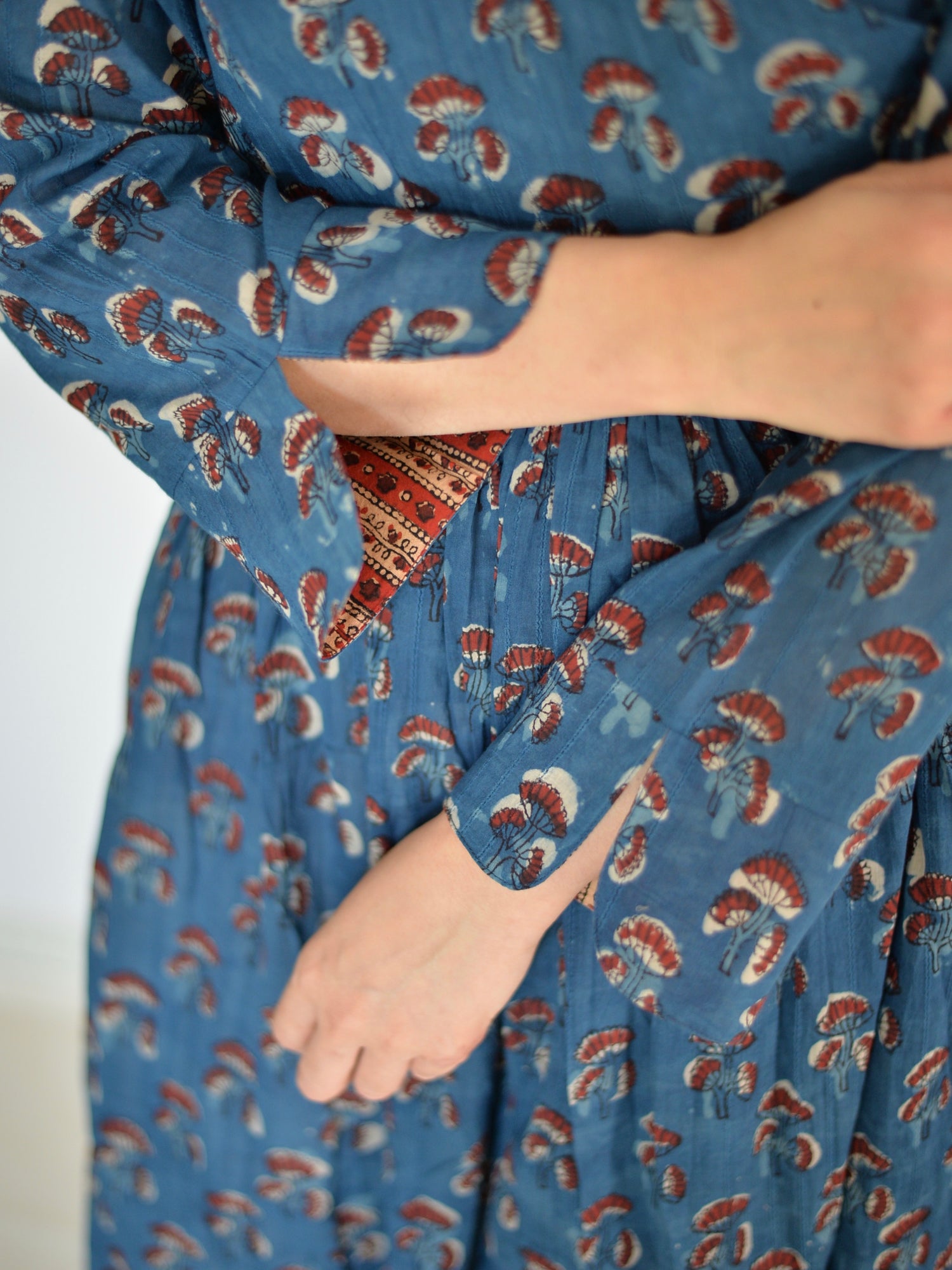 カシュクール ワンピース アジュラック ブロックプリント インディゴ