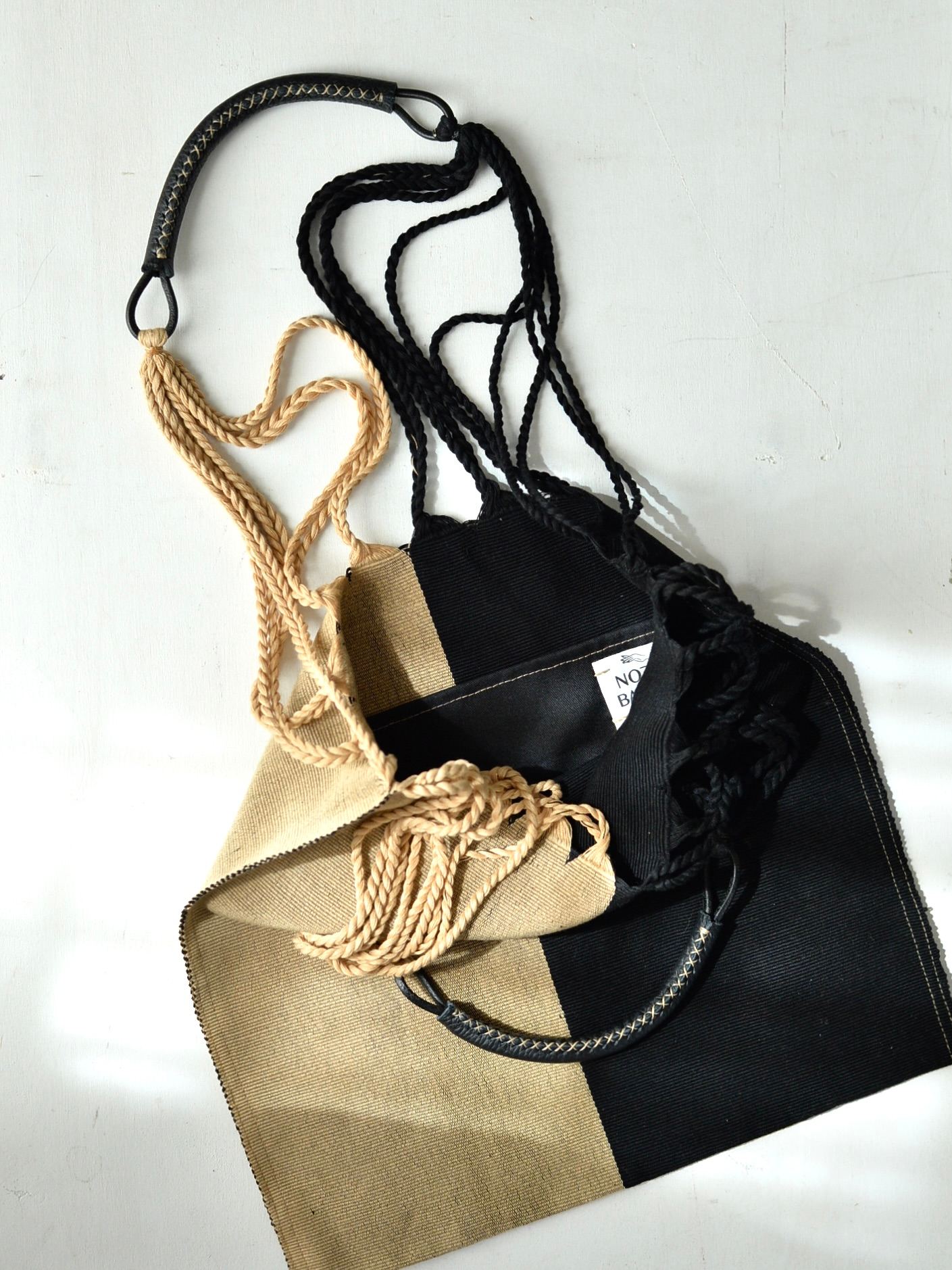 メキシコ ハンモックバッグ レザーハンドル ツートン