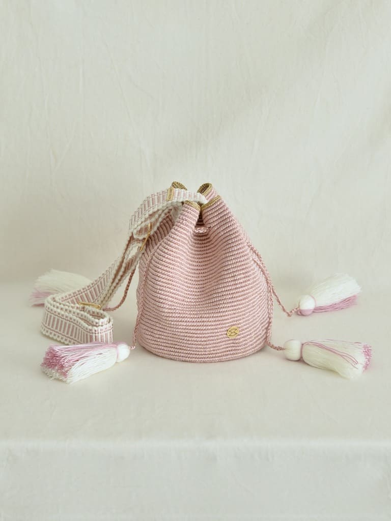 コロンビアのモチーラ 手編みハンドバッグ ミニ【ストラップ長さ調節】