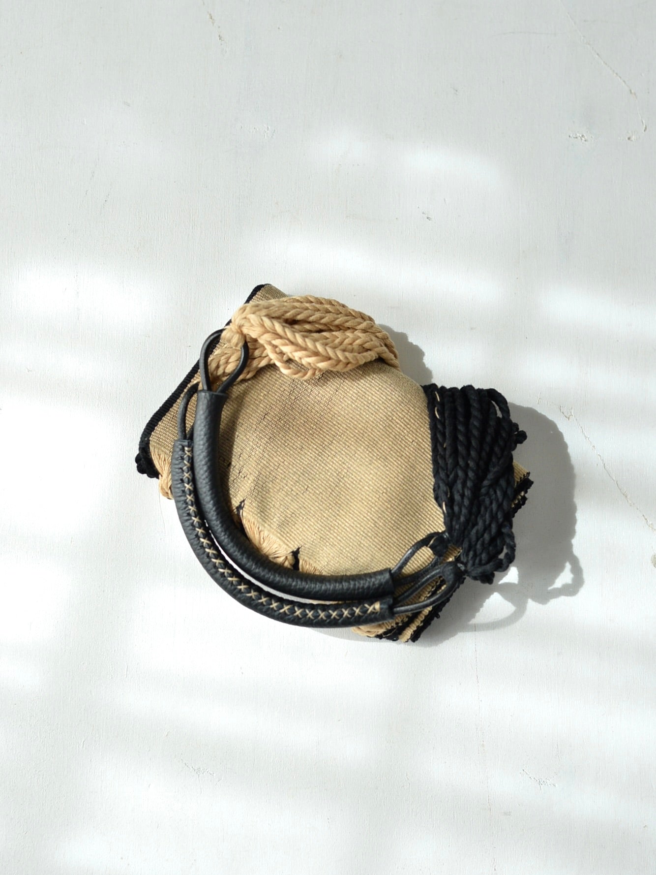 メキシコ ハンモックバッグ レザーハンドル ツートン