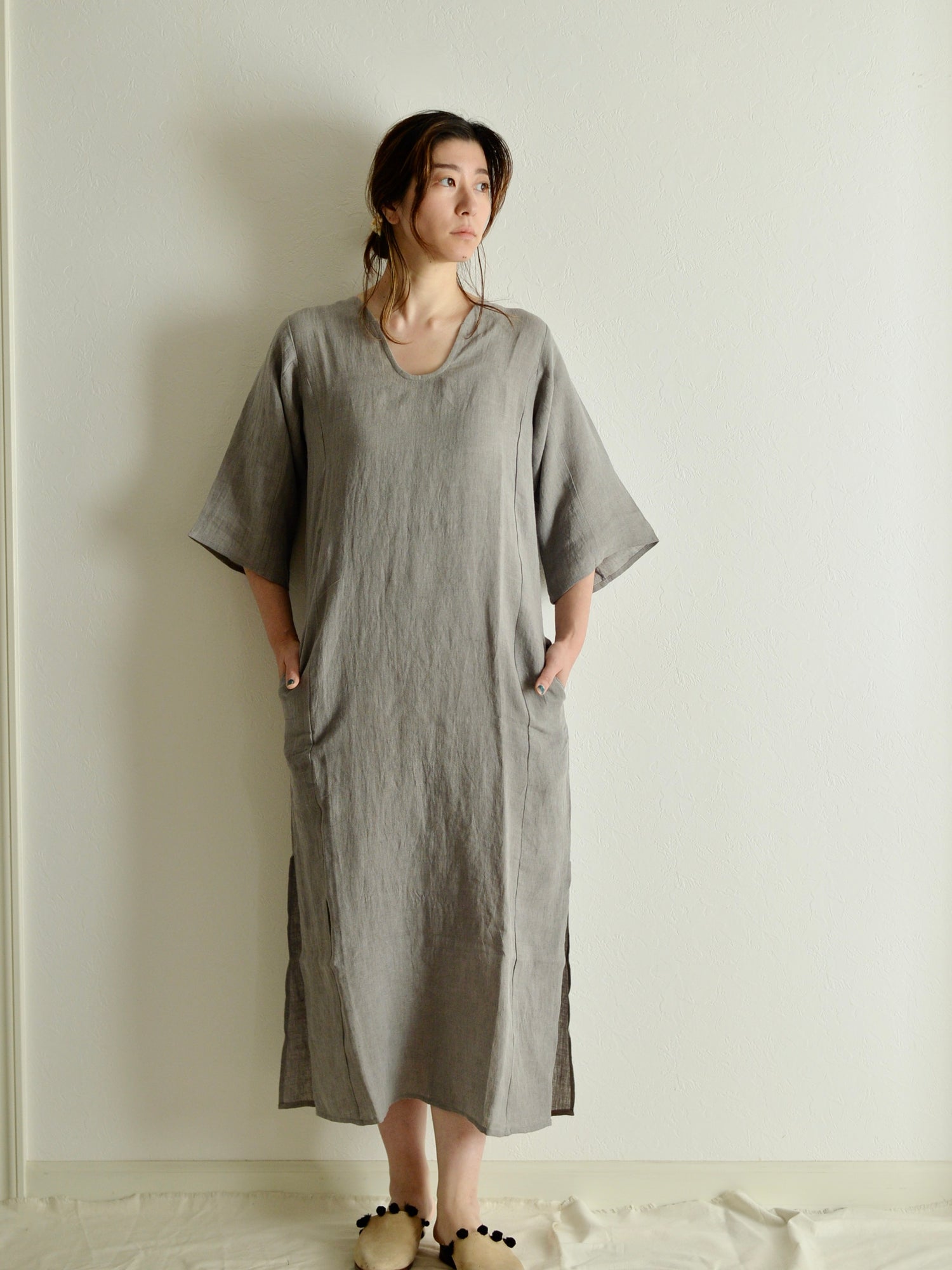린넨 릴렉스 원피스 Dark Charcoal