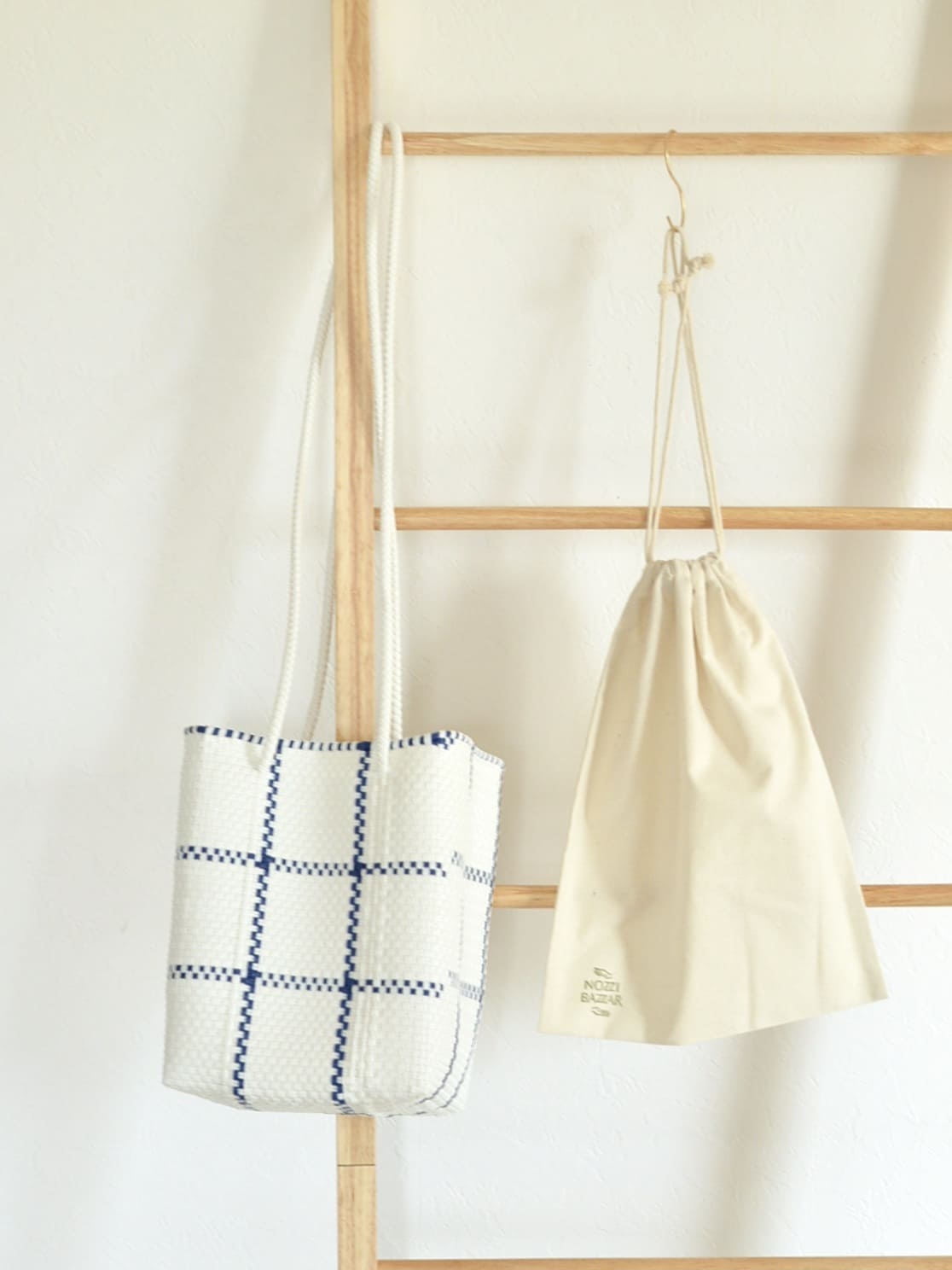 メキシコ メルカドバッグ ショルダー ホワイト×ブルー