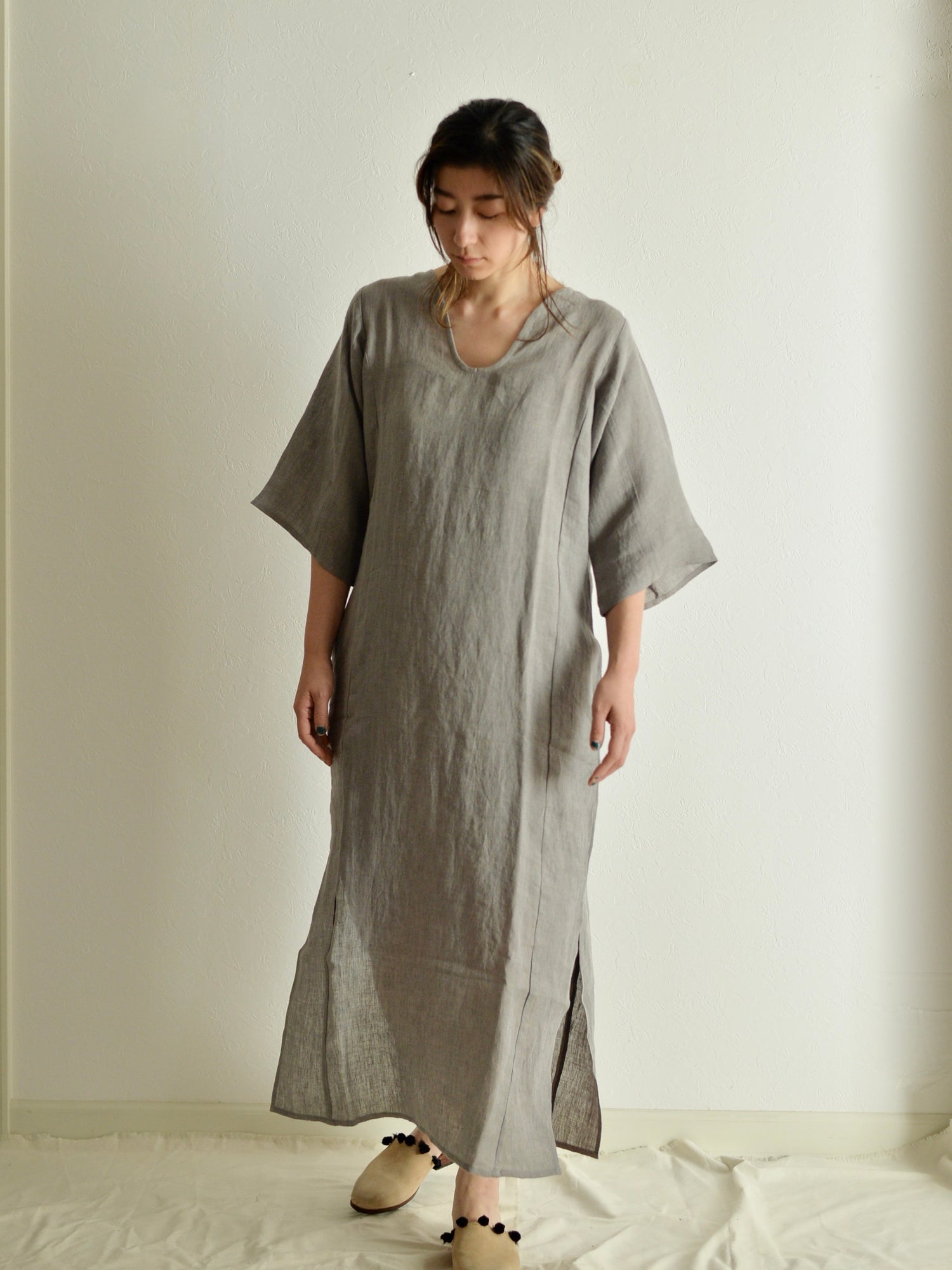 린넨 릴렉스 원피스 Dark Charcoal