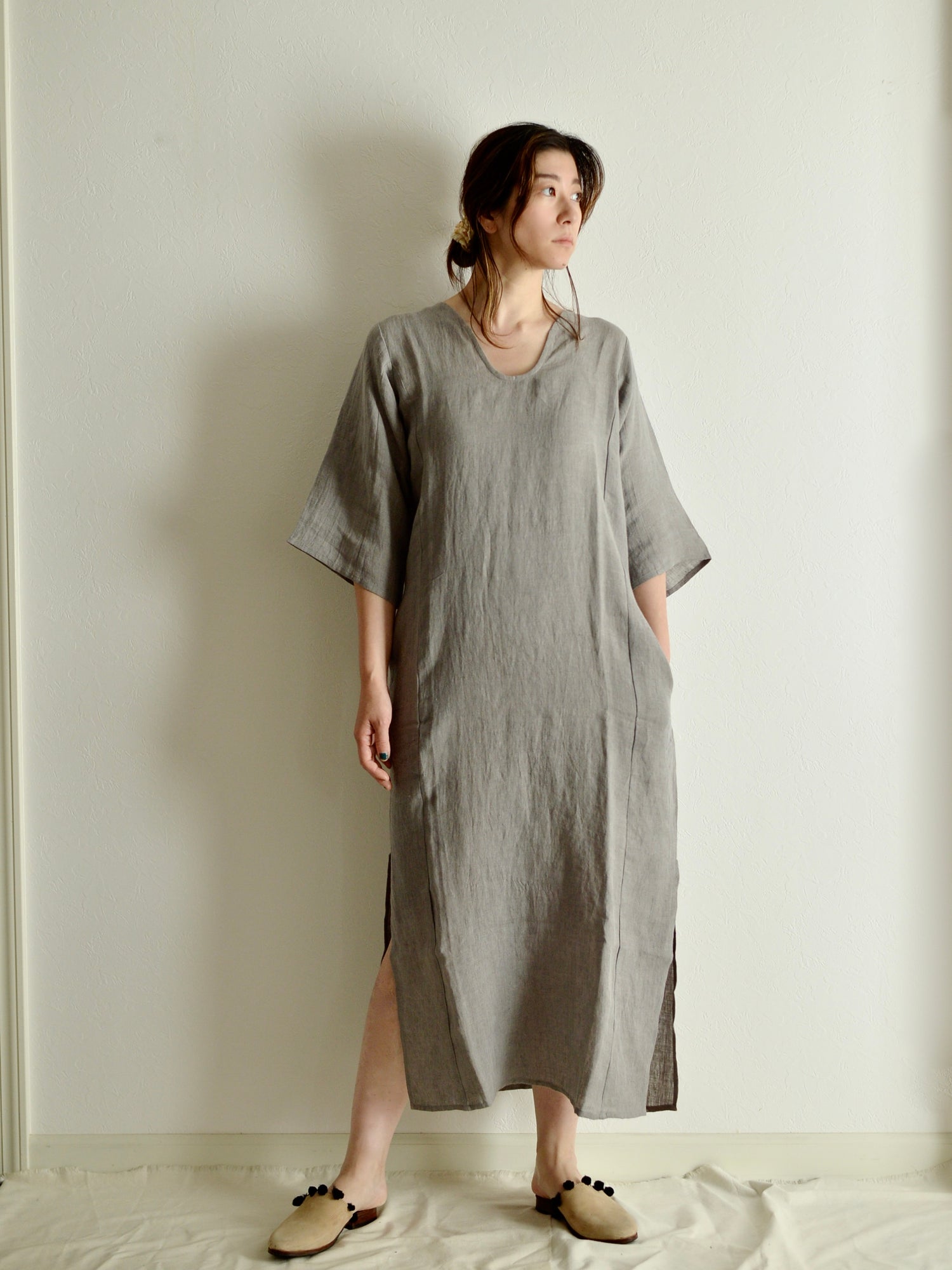 린넨 릴렉스 원피스 Dark Charcoal