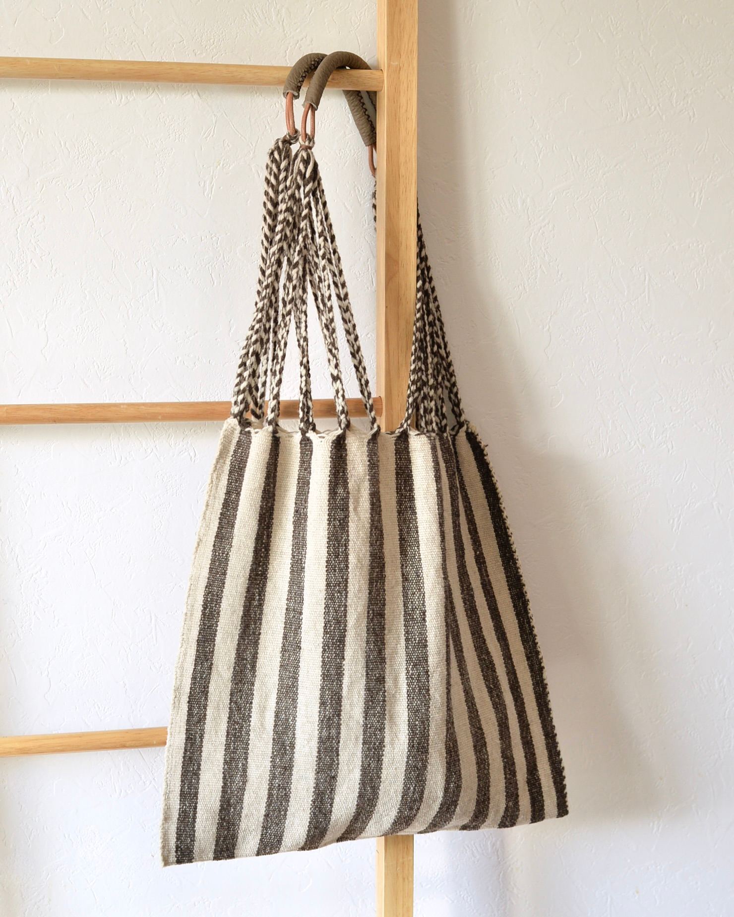 メキシコ ウール ハンモックバッグ レザーハンドル Brown