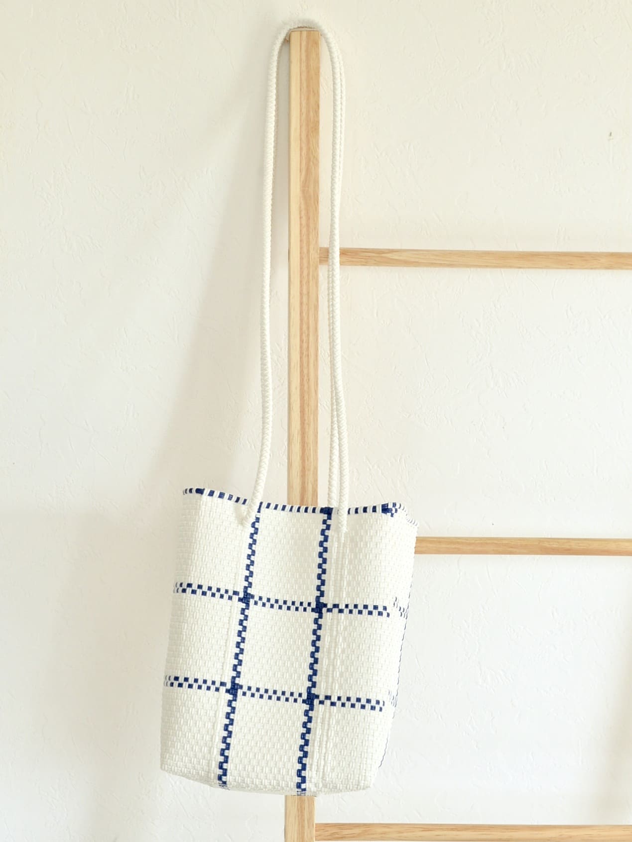 メキシコ メルカドバッグ ショルダー ホワイト×ブルー