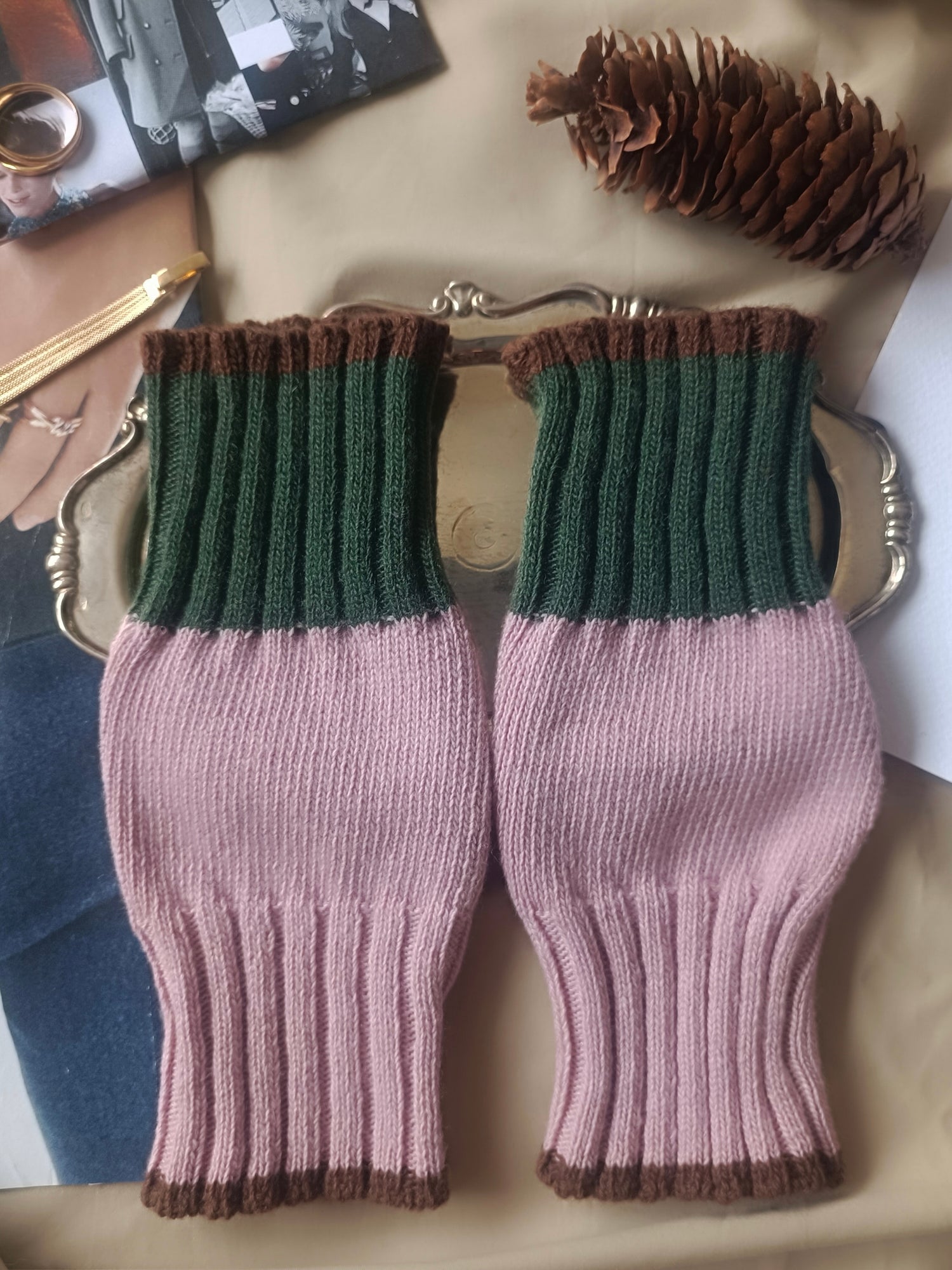 カシミヤブレンド ニット フィンガーレスグローブ ハンドウォーマー