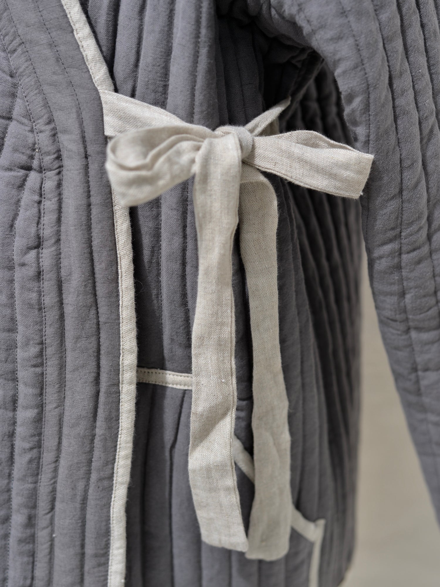 リネン リバーシブル キルティング ジャケット チャコール