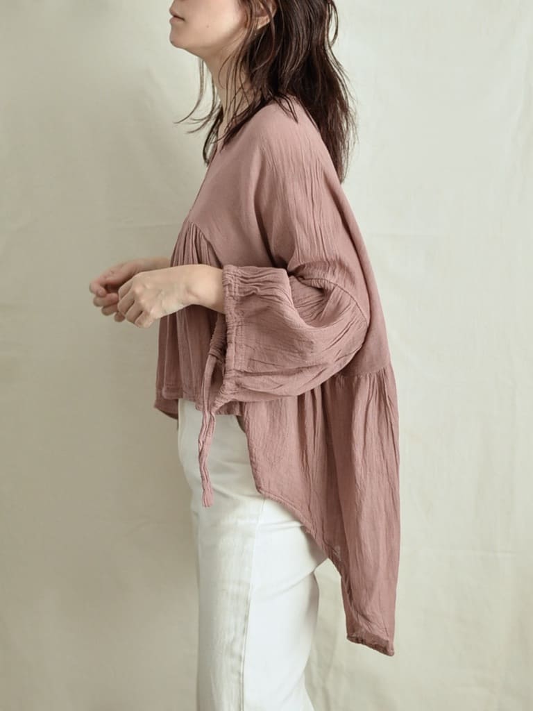 メキシココットン ギャザーブラウス Heather