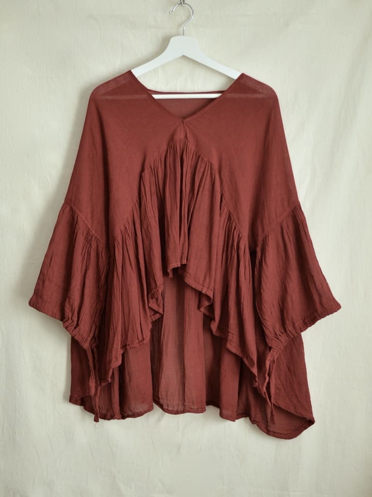멕시코 코튼 개더블라우스 Vino tinto