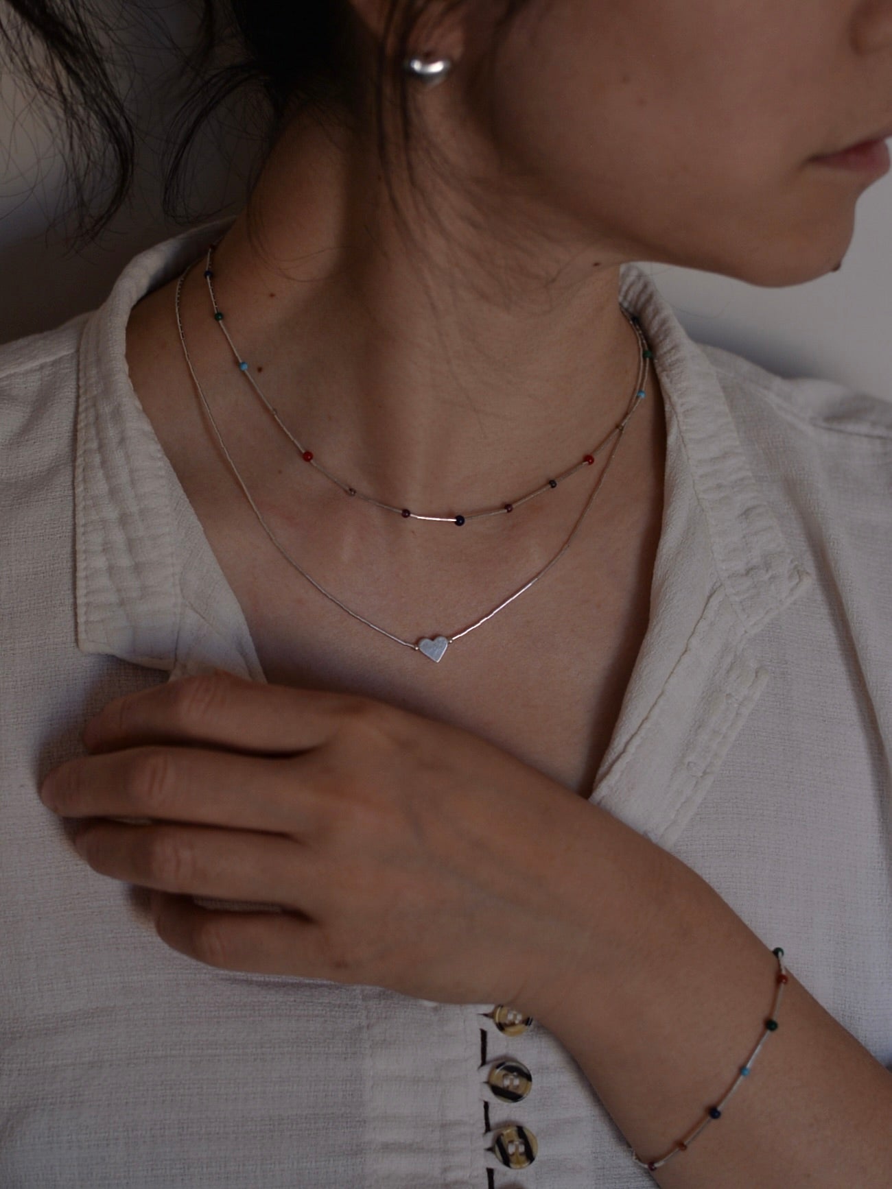 【1/22頃発送予定】Mexican Silver925 天然石 ビーズネックレス/ブレスレット