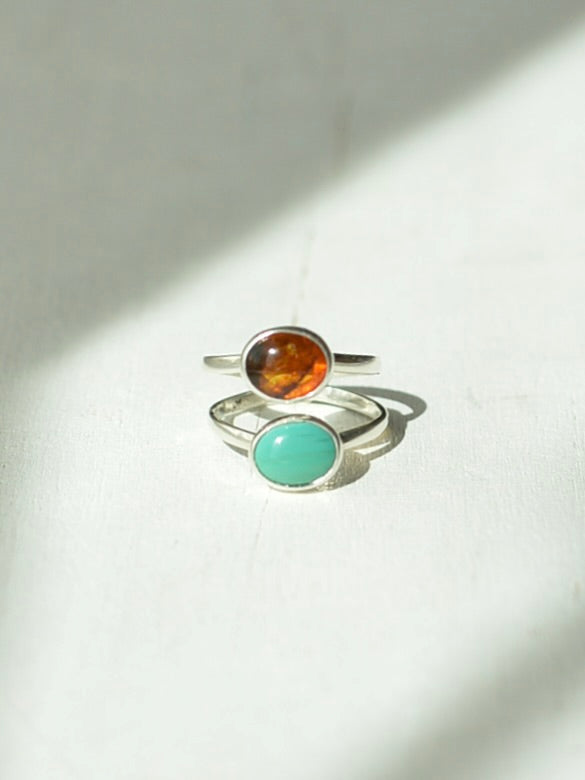 Mexican Silver925 ダブルストーンリング