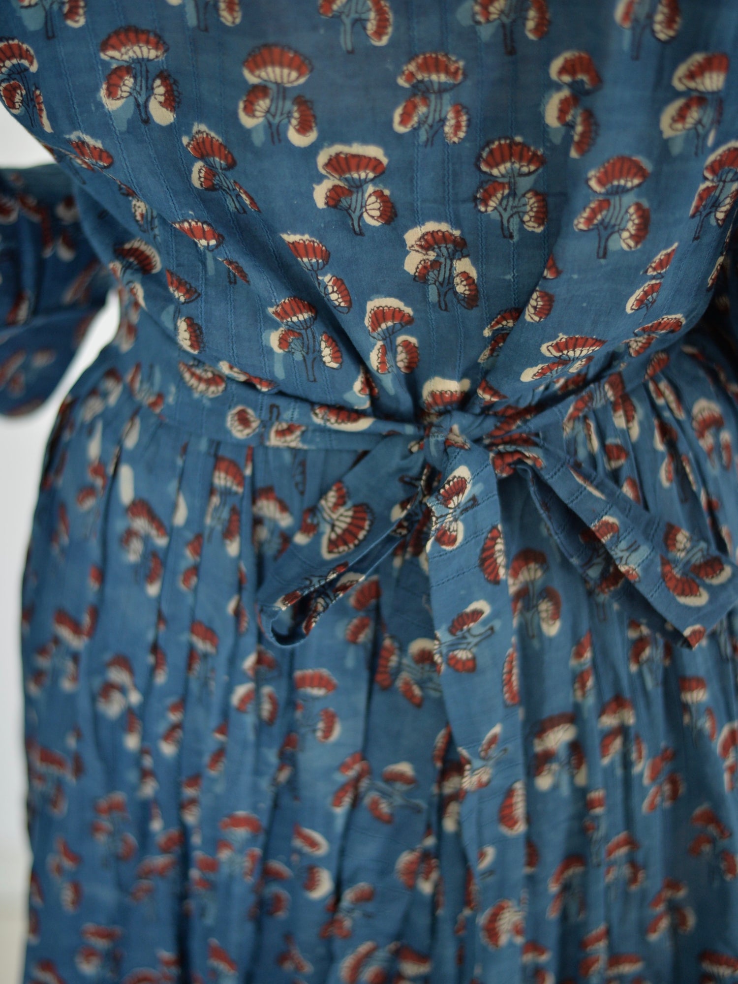 カシュクール ワンピース アジュラック ブロックプリント インディゴ