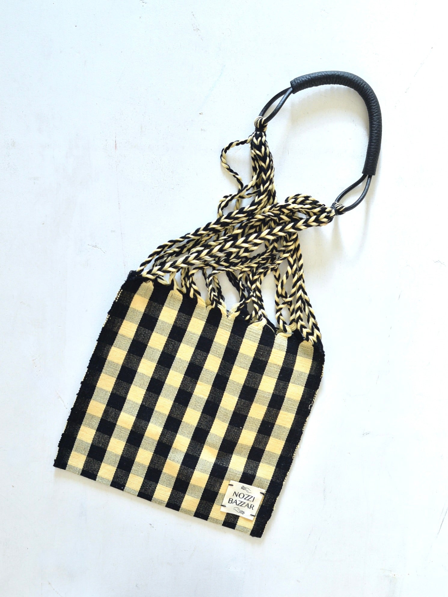 メキシコ ハンモックバッグ レザーハンドル S【BLACK】