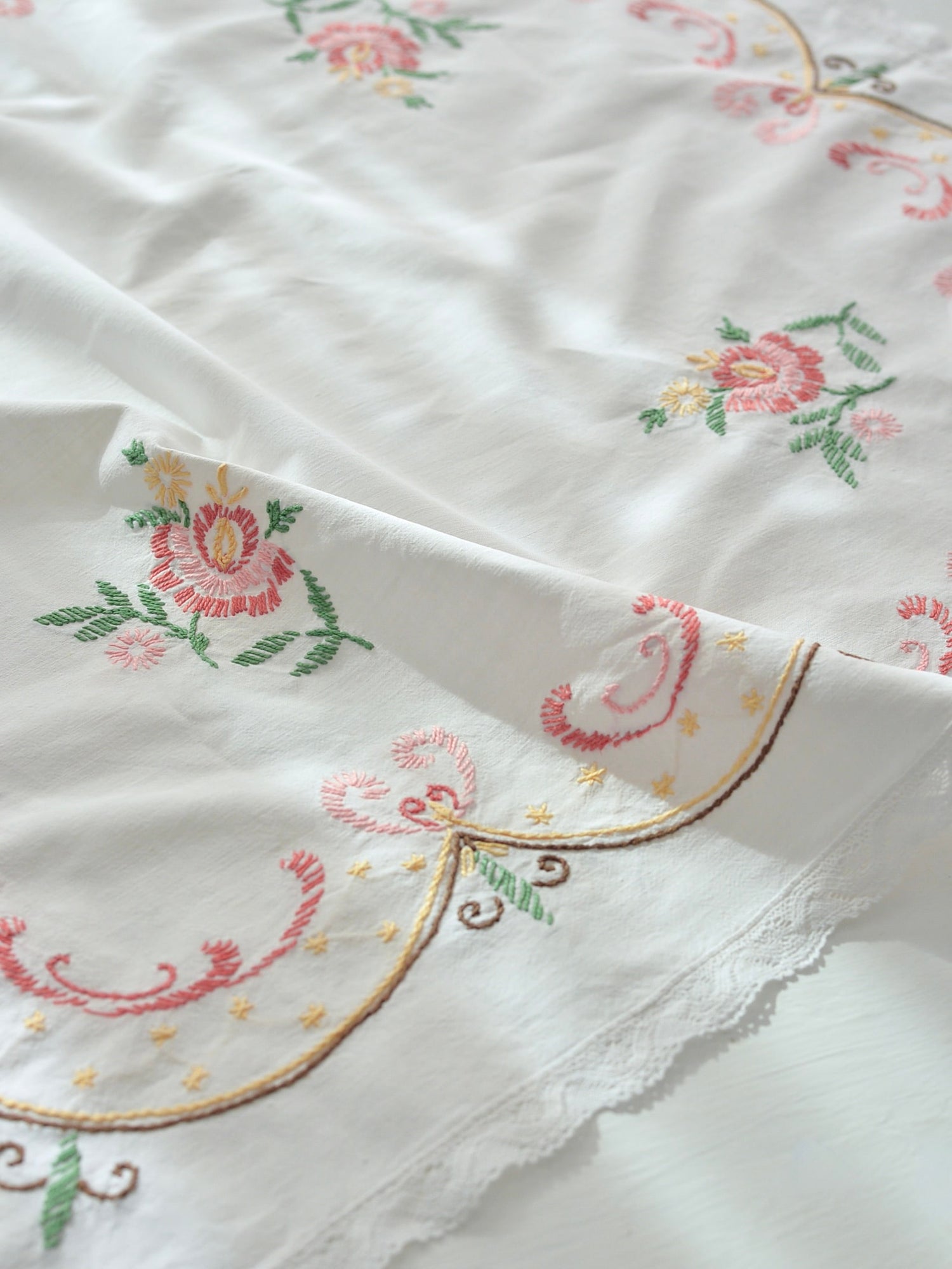 お花刺繍 クロス