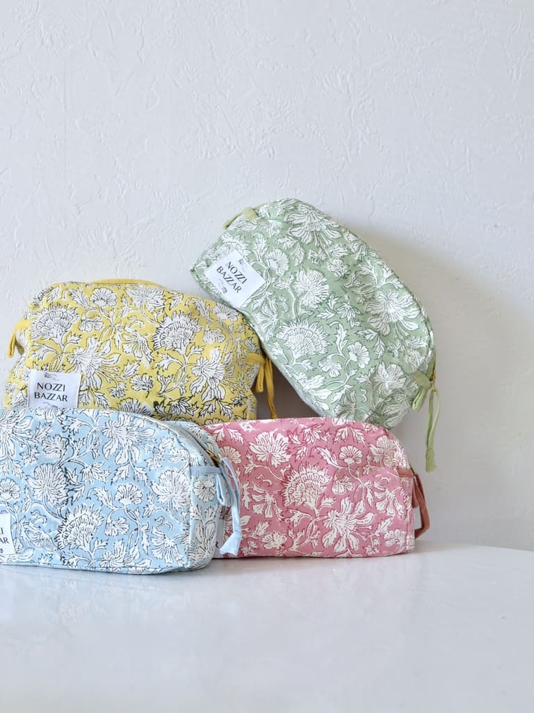 ブロックプリント コットンポーチ BIG