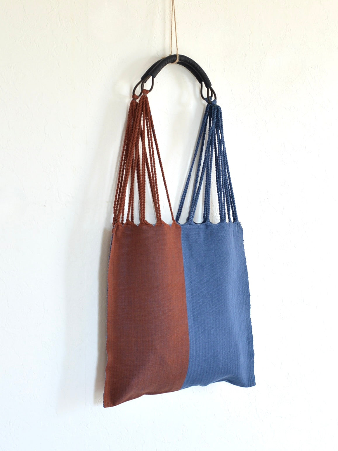 メキシコ ハンモックバッグ レザーハンドル ツートン