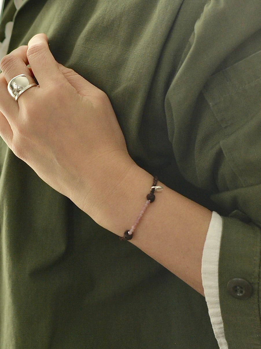 ルビー&エメラルド レザーブレスレット