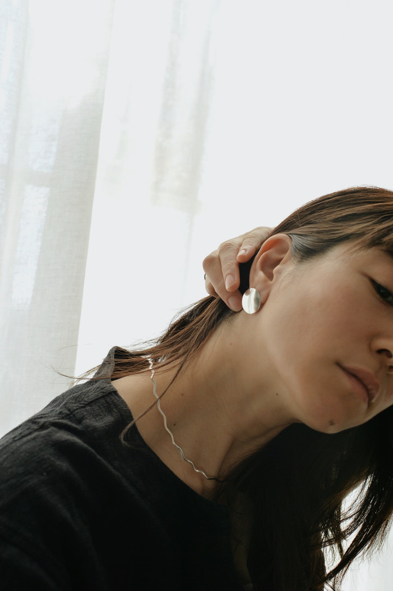 Mexican Silver925 フラットラウンドピアス