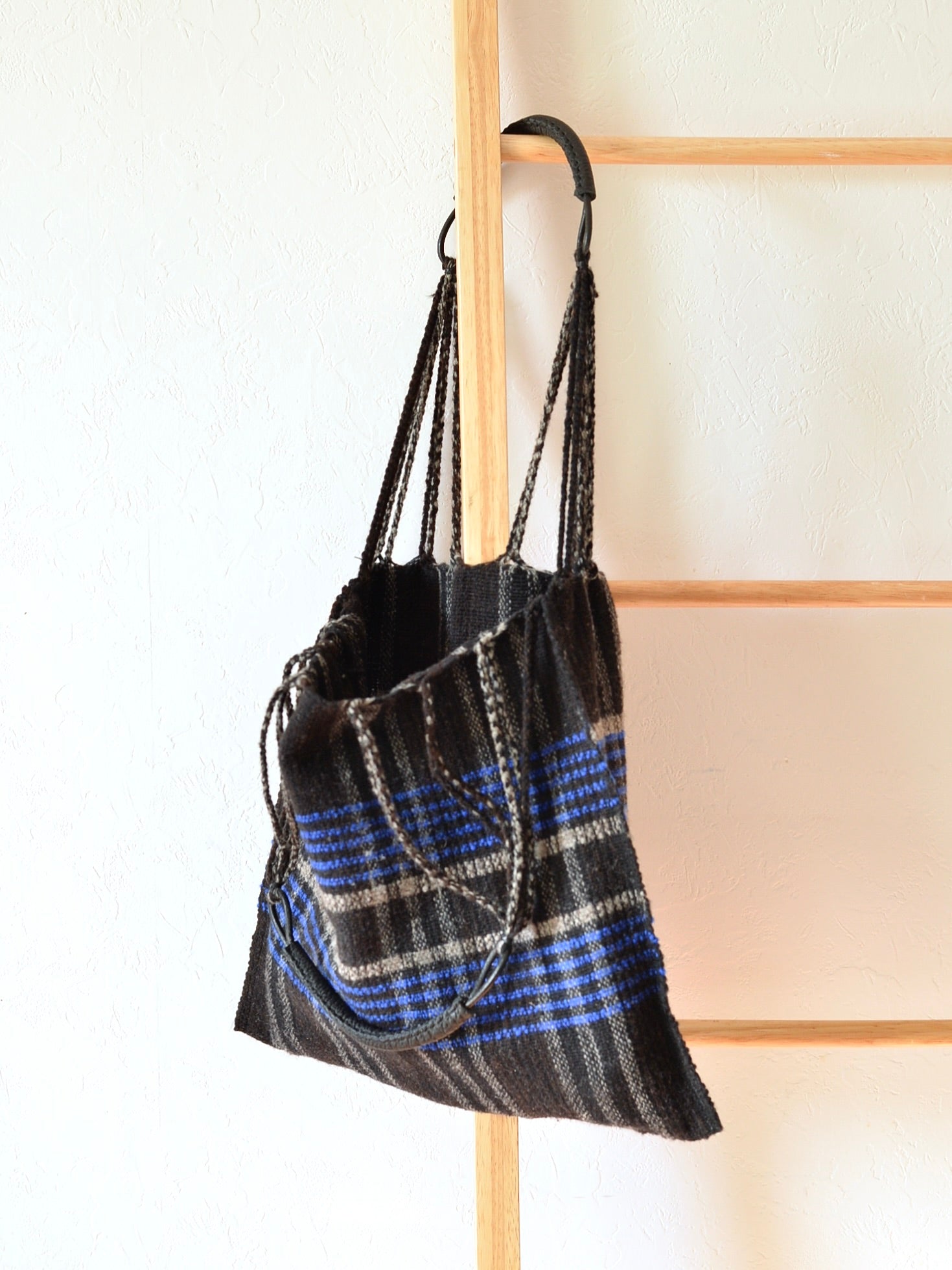 メキシコ ウール ハンモックバッグ レザーハンドル