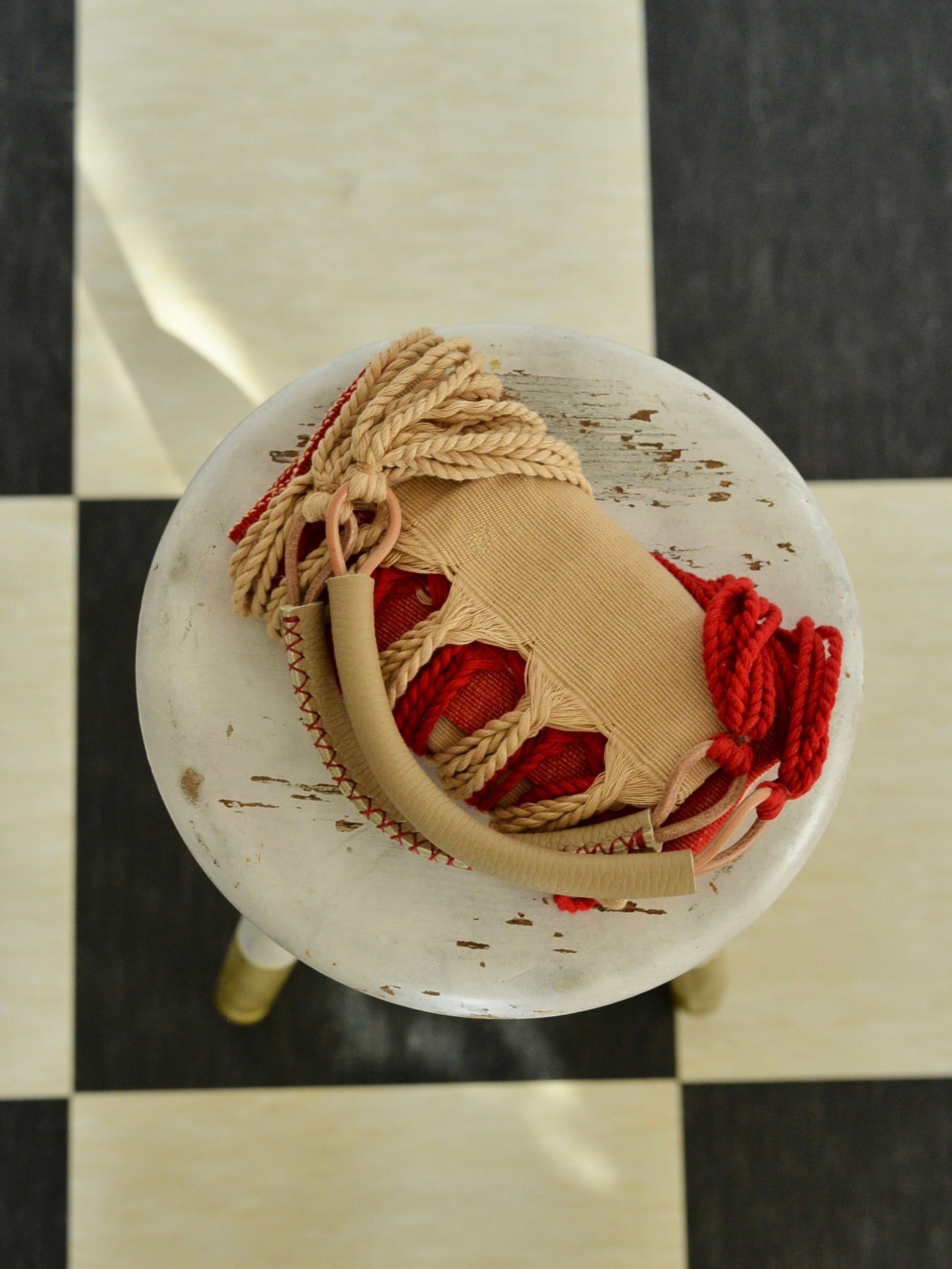 メキシコ ハンモックバッグ レザーハンドル ツートン