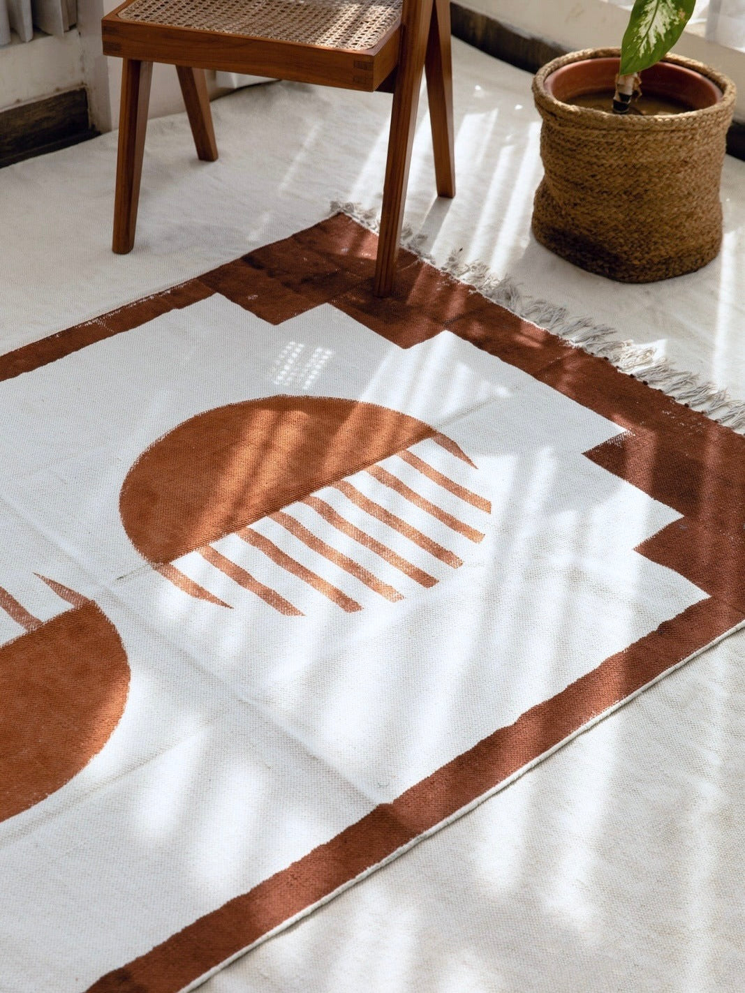 ハンドブロックプリント コットンラグ