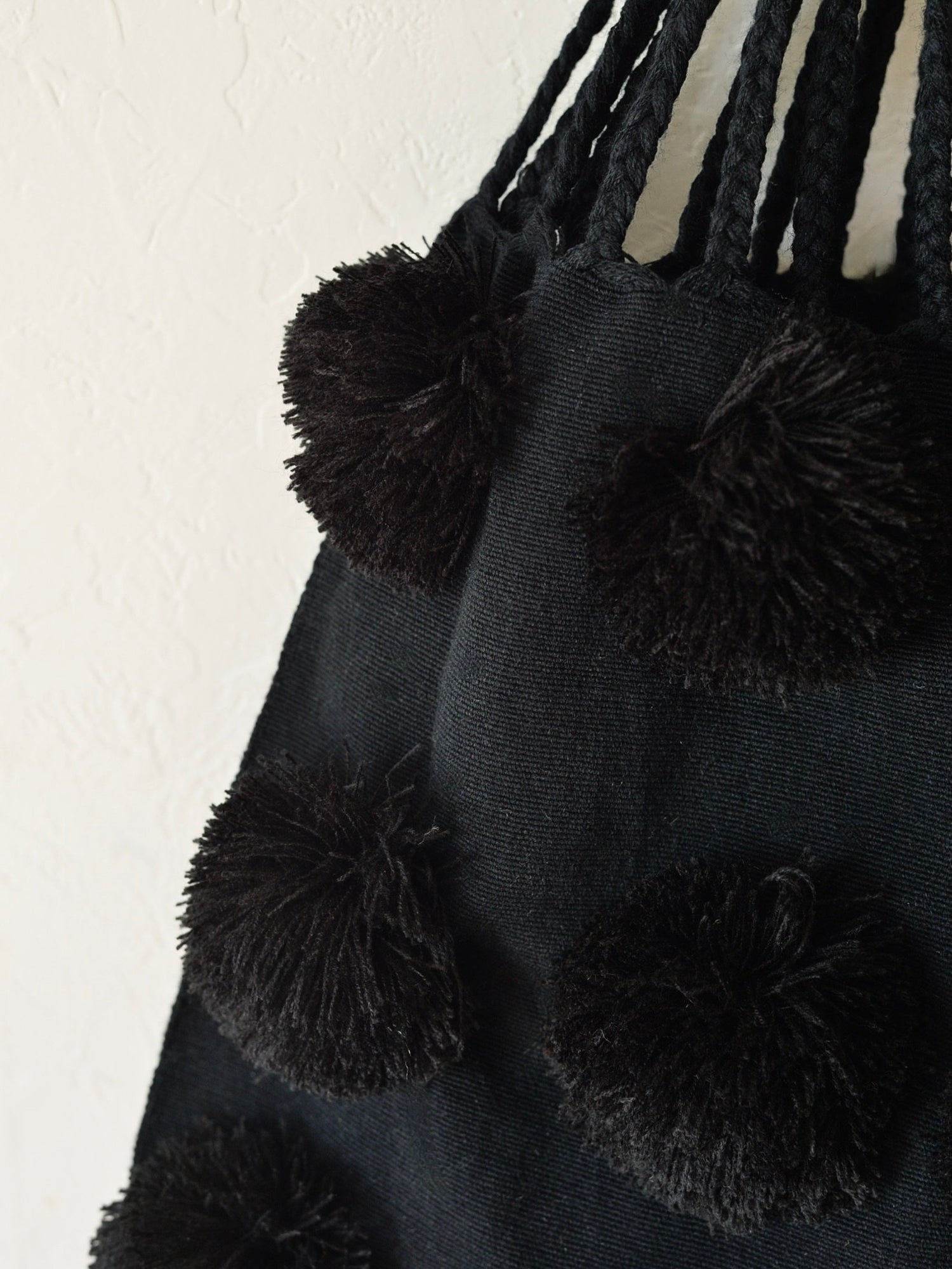 メキシコ コットン ポンポン ハンモックバッグ Black
