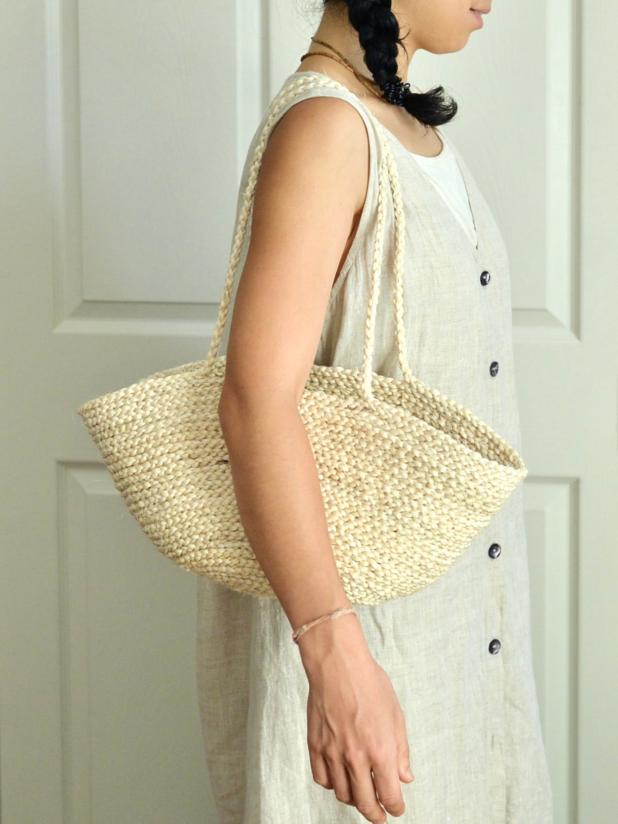 【残り1点】ケニア サイザルかごバッグ ロングハンドル