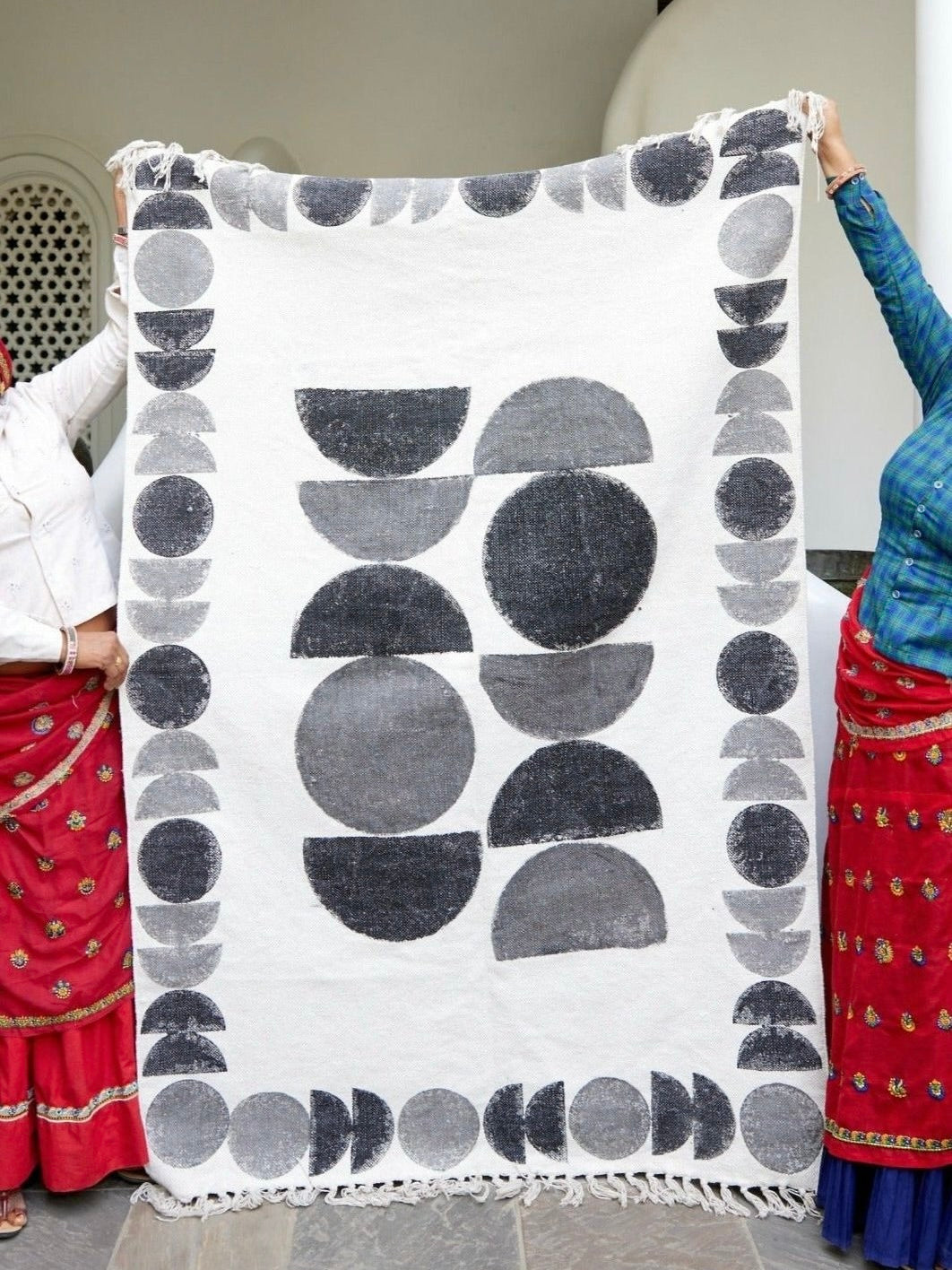 ハンドブロックプリント コットンラグ