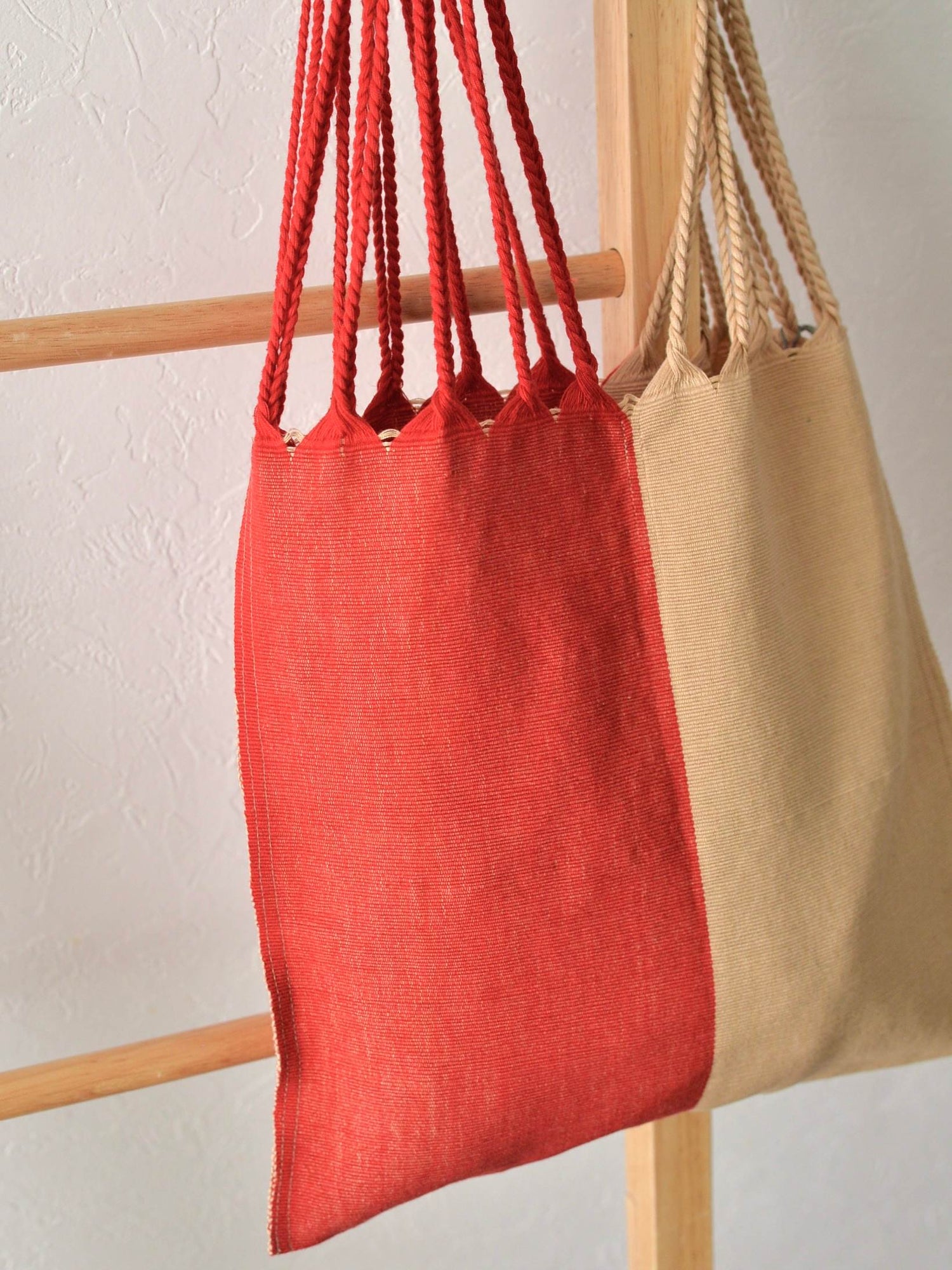 メキシコ ハンモックバッグ レザーハンドル ツートン