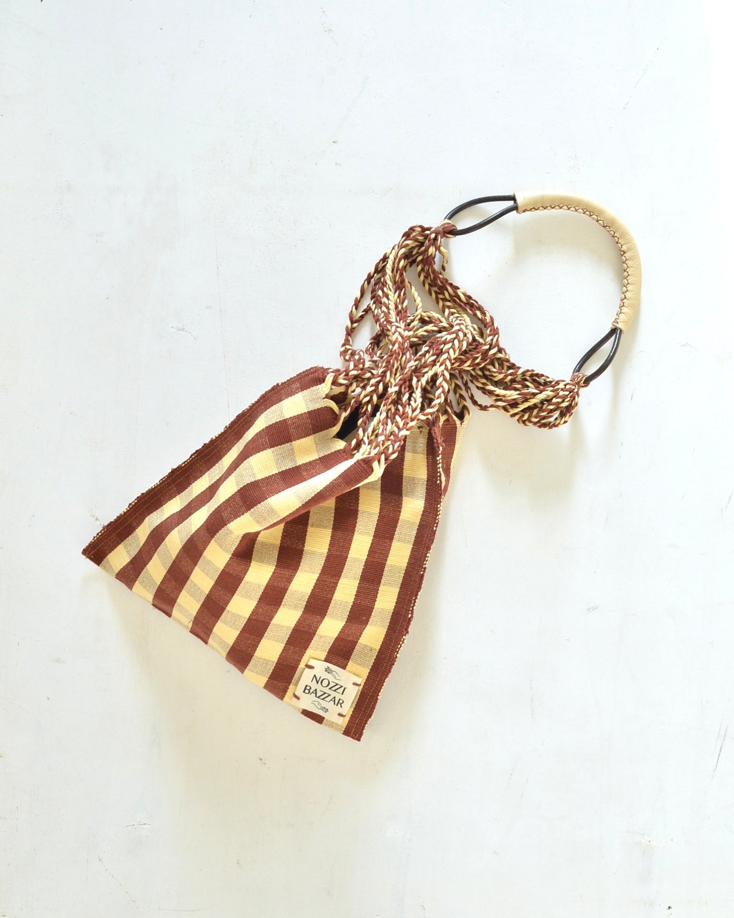 メキシコ ハンモックバッグ レザーハンドル S【BROWN】