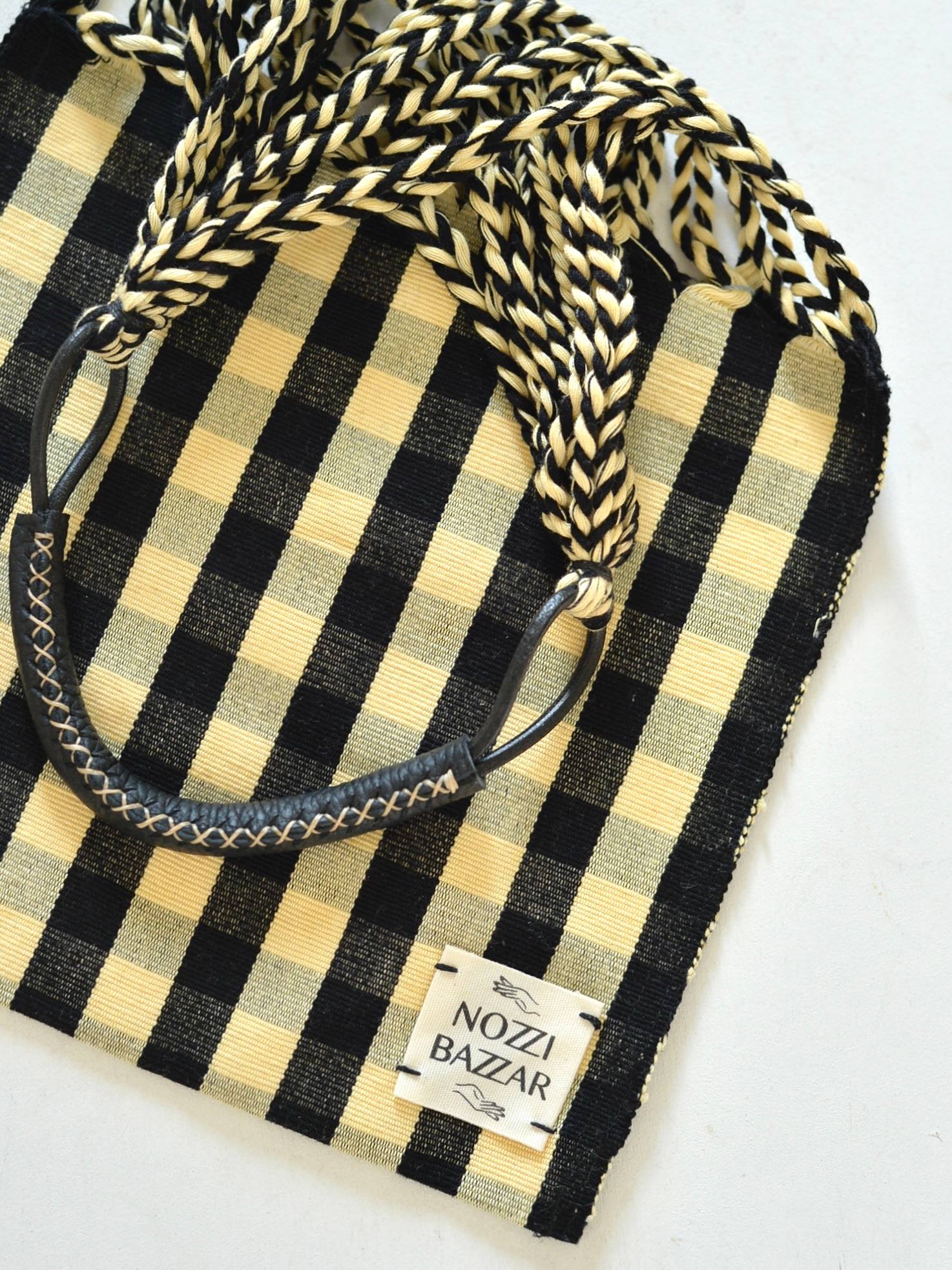 メキシコ ハンモックバッグ レザーハンドル S【BLACK】