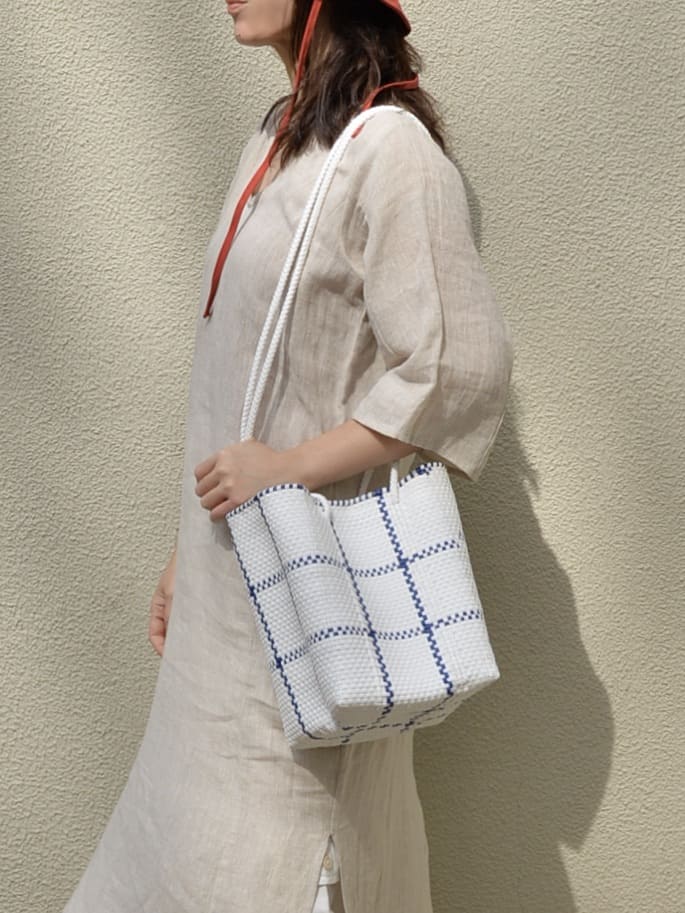 メキシコ メルカドバッグ ショルダー ホワイト×ブルー