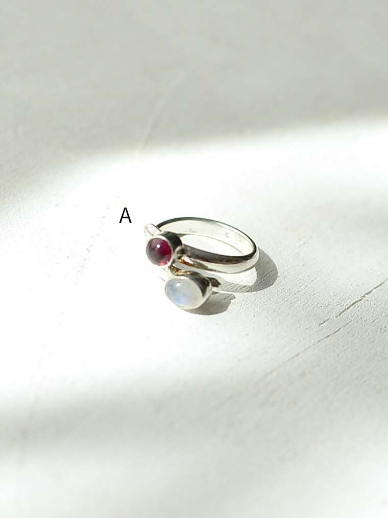 Mexicoアルパカ ダブルストーンリング