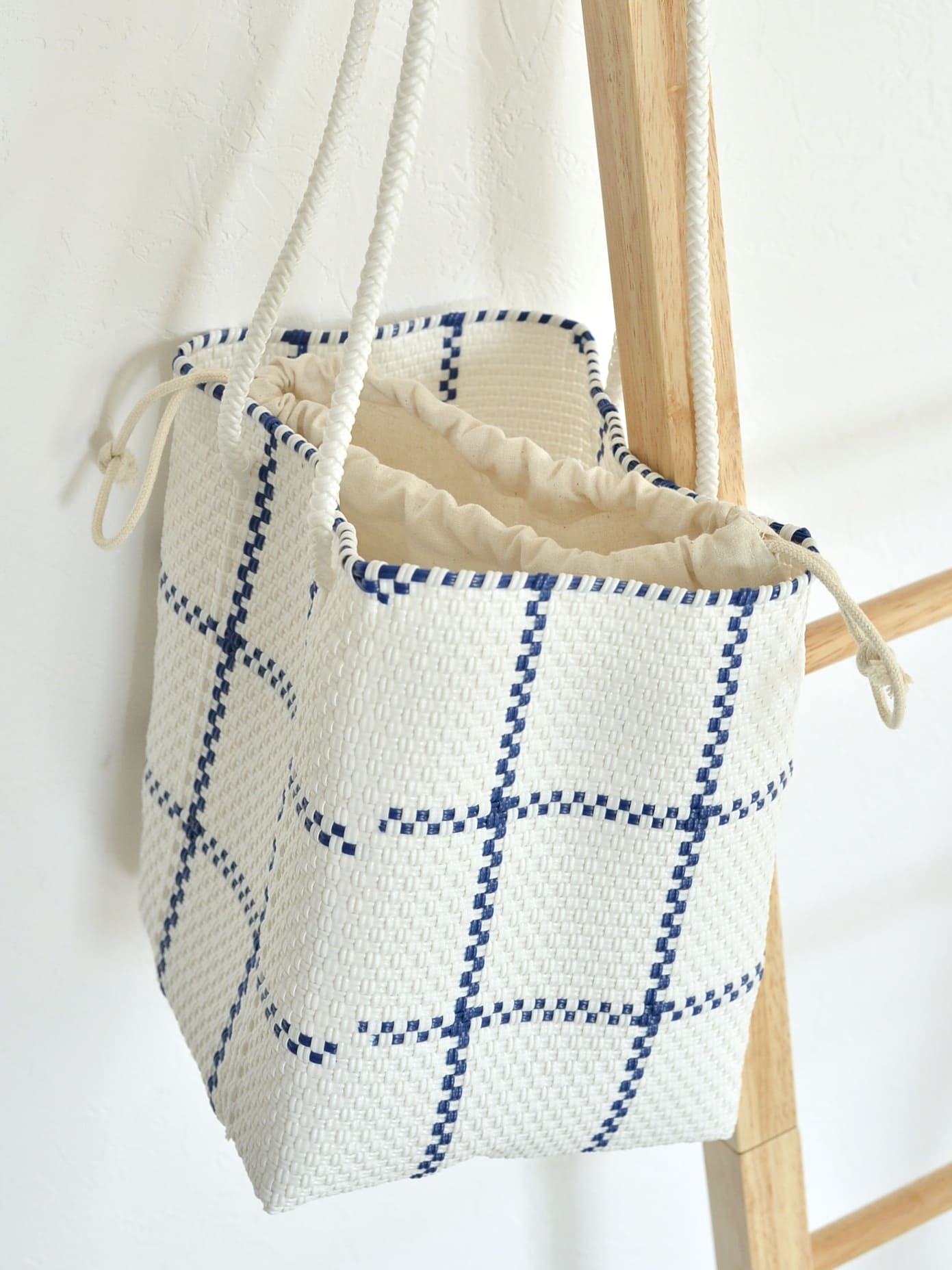 メキシコ メルカドバッグ ショルダー ホワイト×ブルー