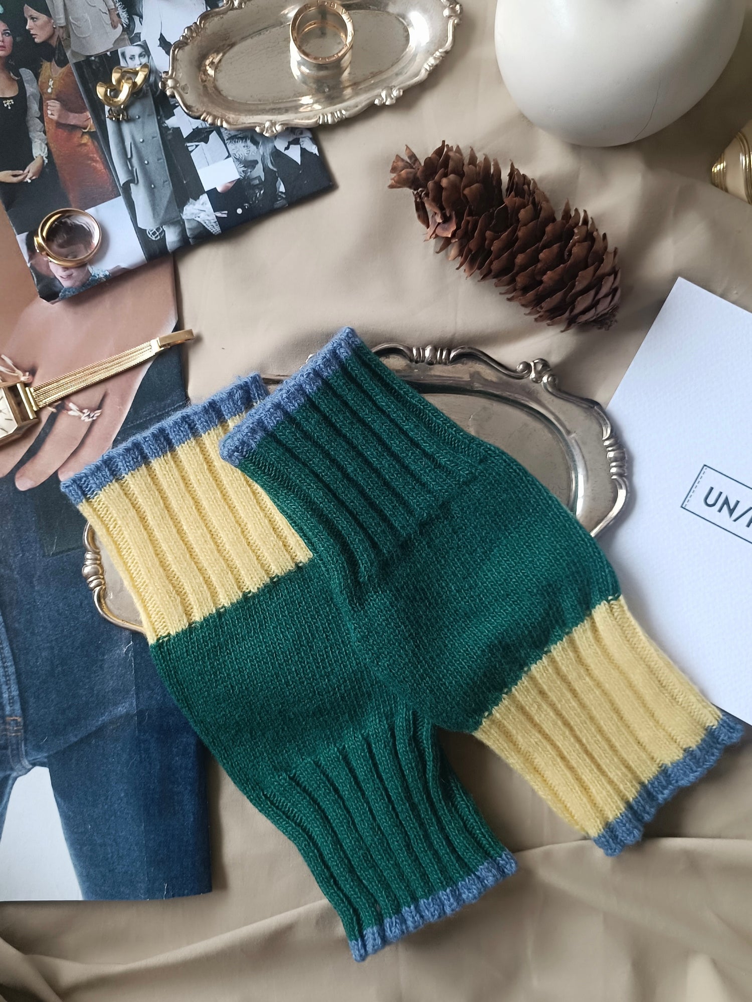 カシミヤブレンド ニット フィンガーレスグローブ ハンドウォーマー