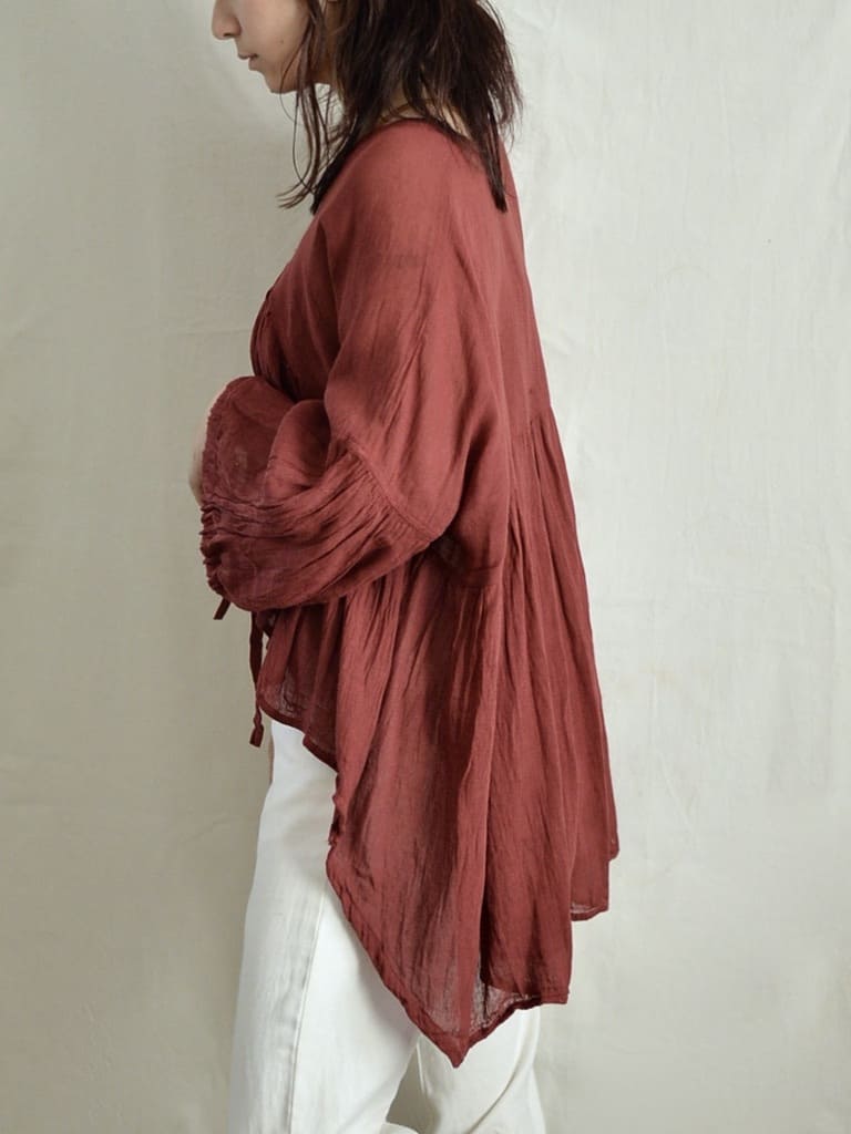 멕시코 코튼 개더블라우스 Vino tinto