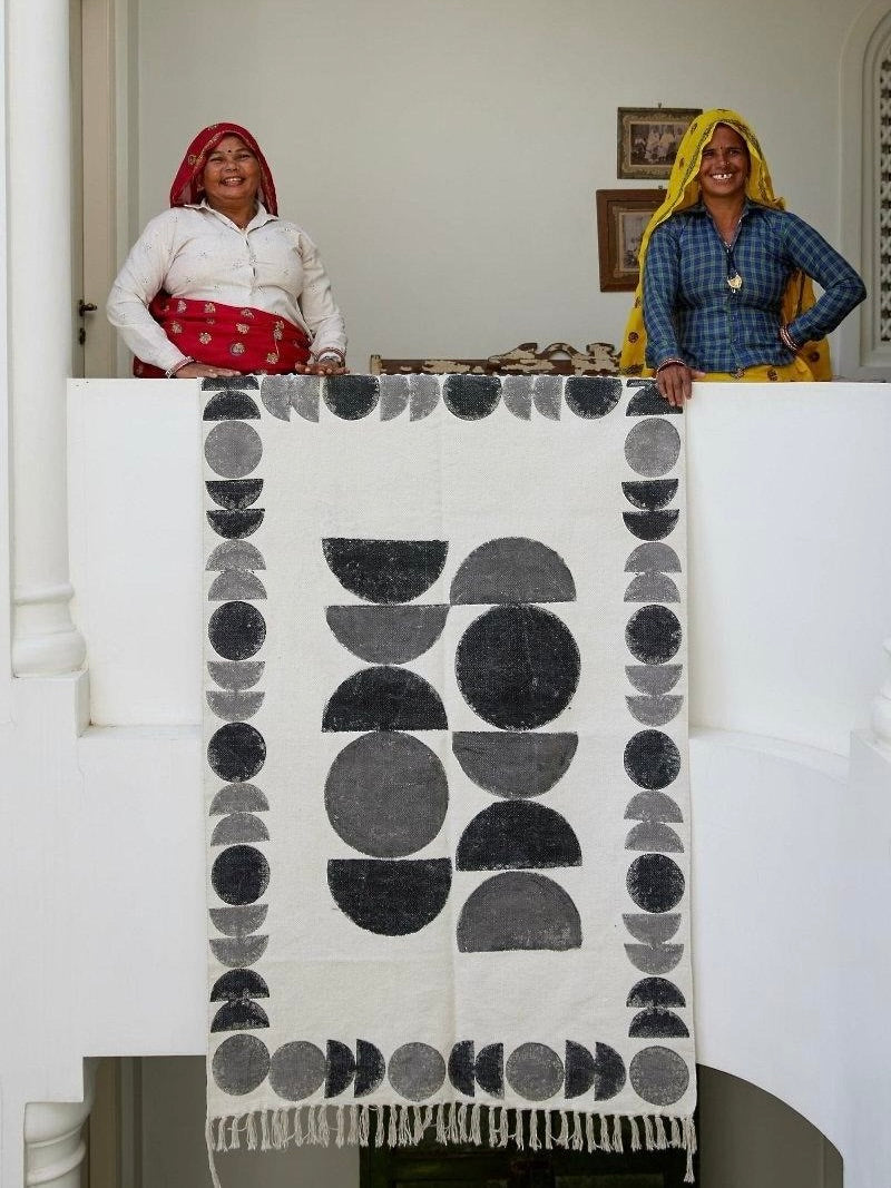 ハンドブロックプリント コットンラグ