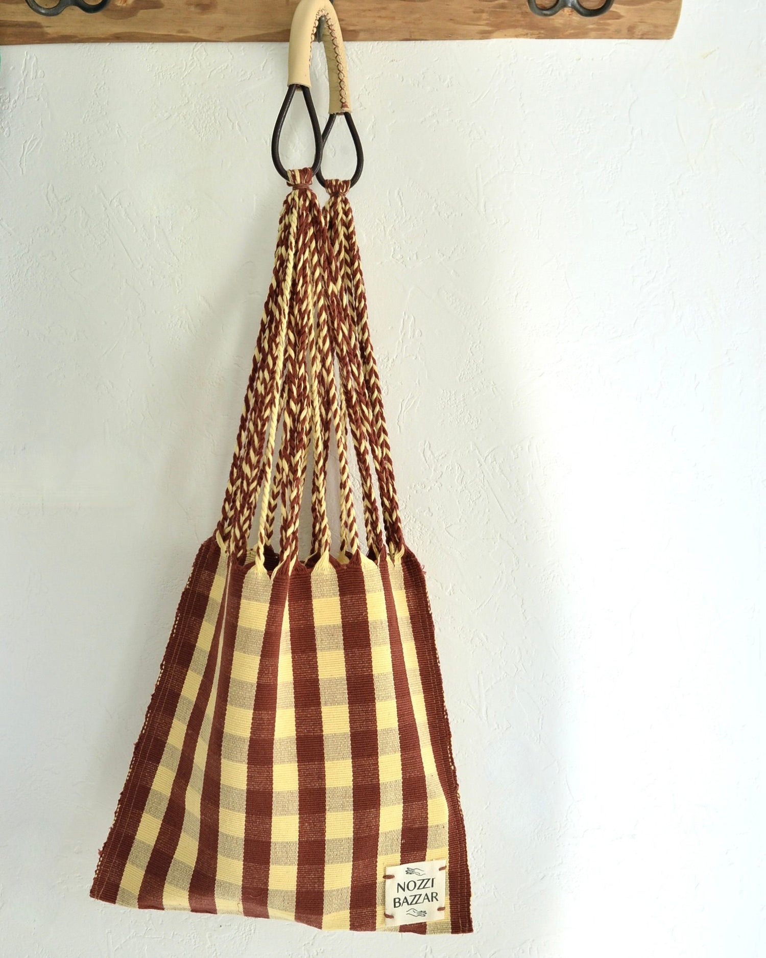 メキシコ ハンモックバッグ レザーハンドル S【BROWN】