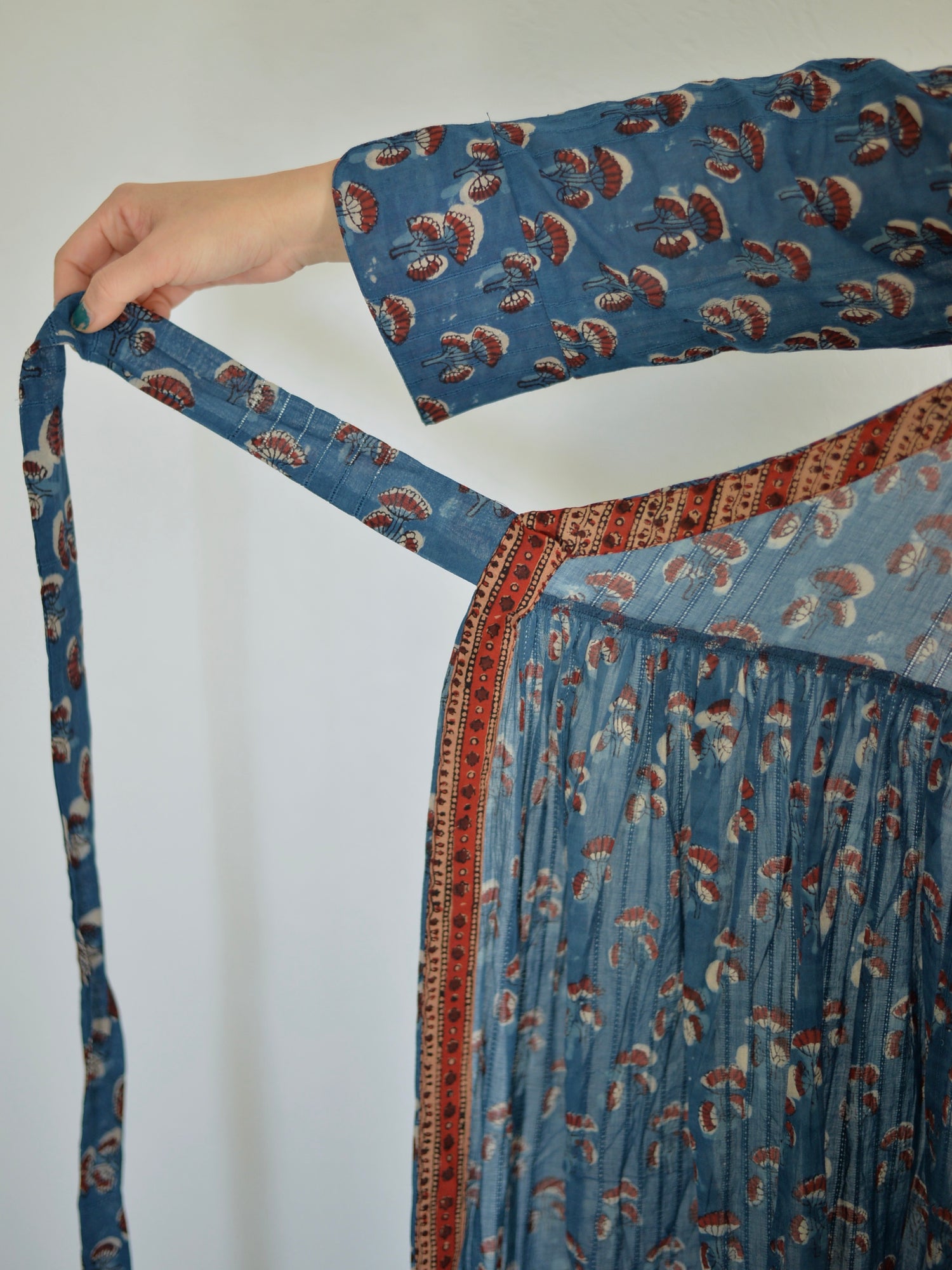 カシュクール ワンピース アジュラック ブロックプリント インディゴ