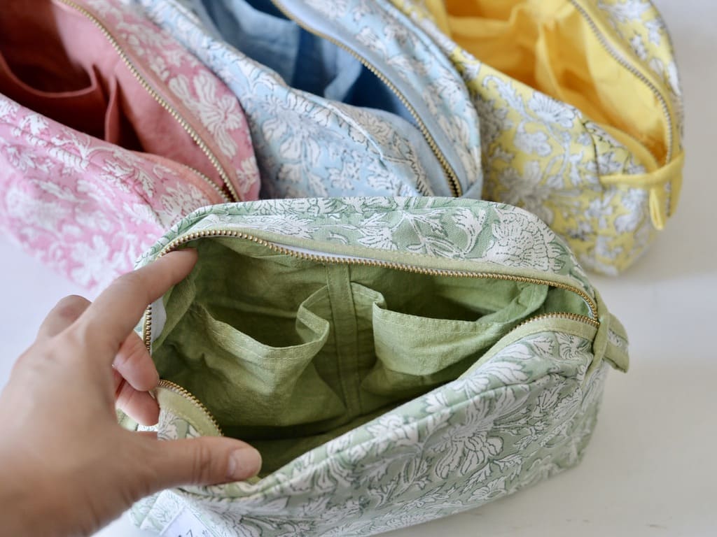 ブロックプリント コットンポーチ BIG