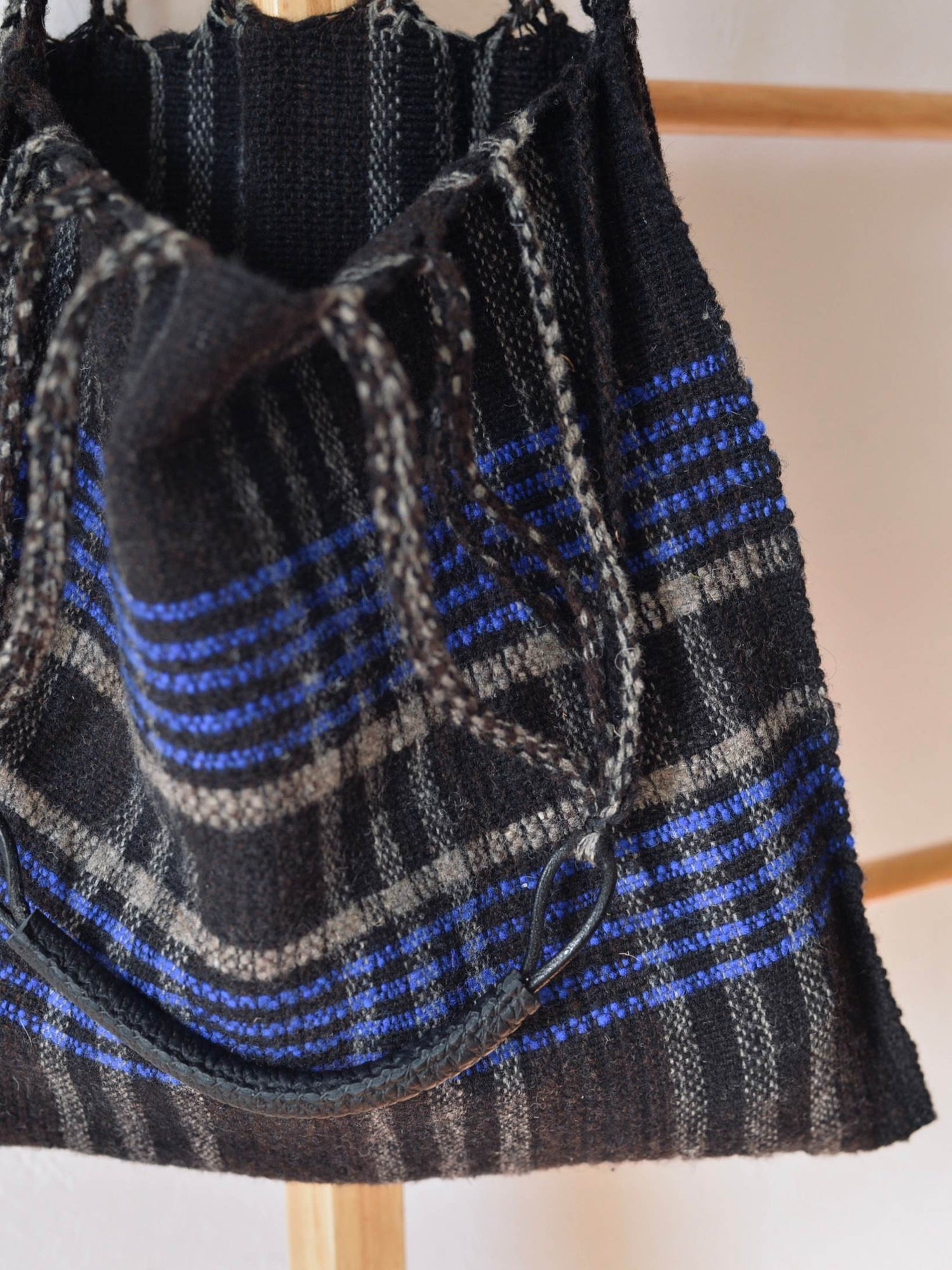 メキシコ ウール ハンモックバッグ レザーハンドル