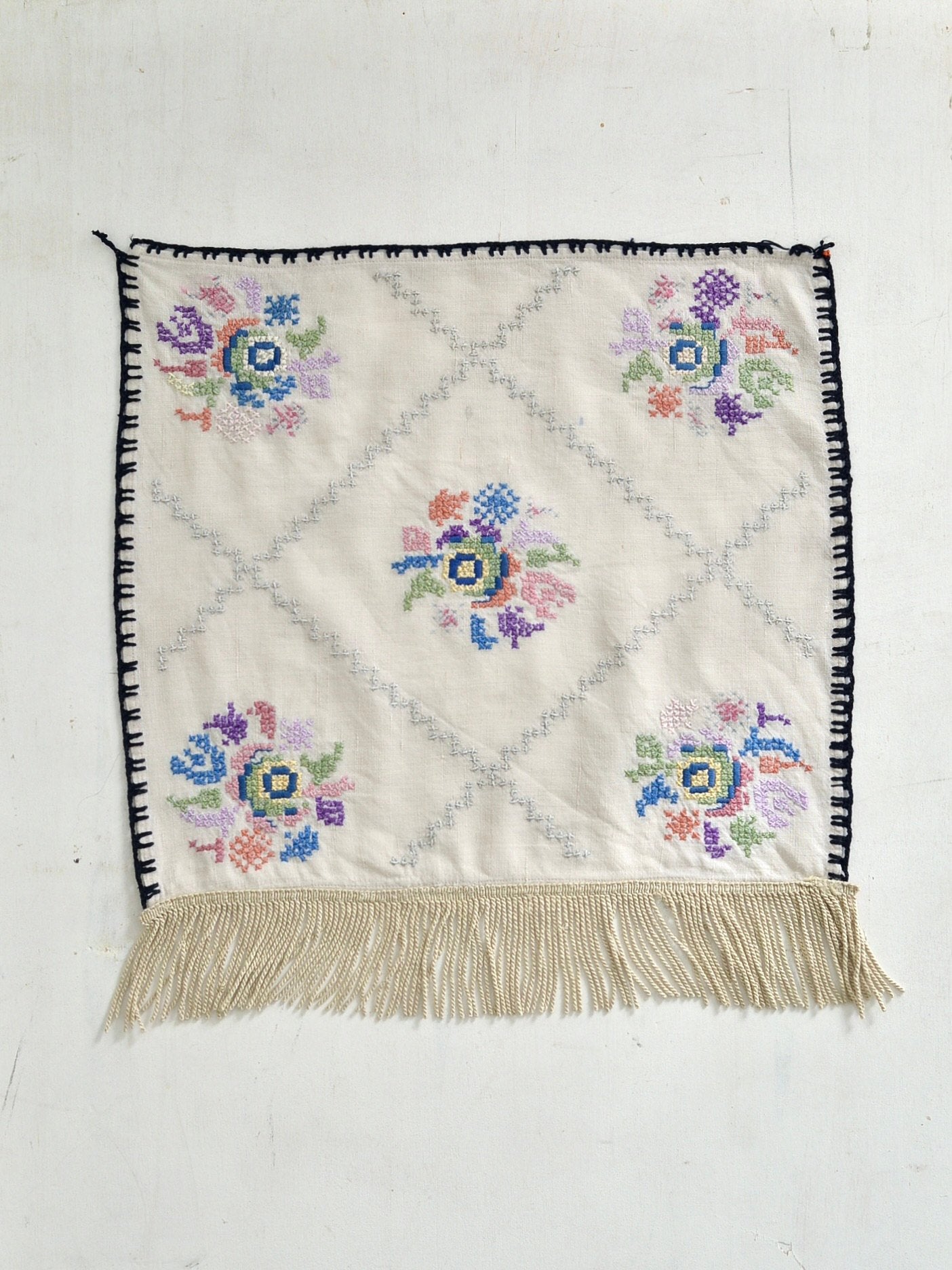 クロスステッチ 刺繍布 フリンジ