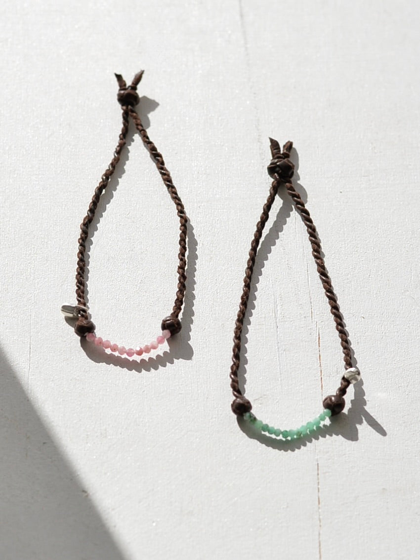 ルビー&エメラルド レザーブレスレット