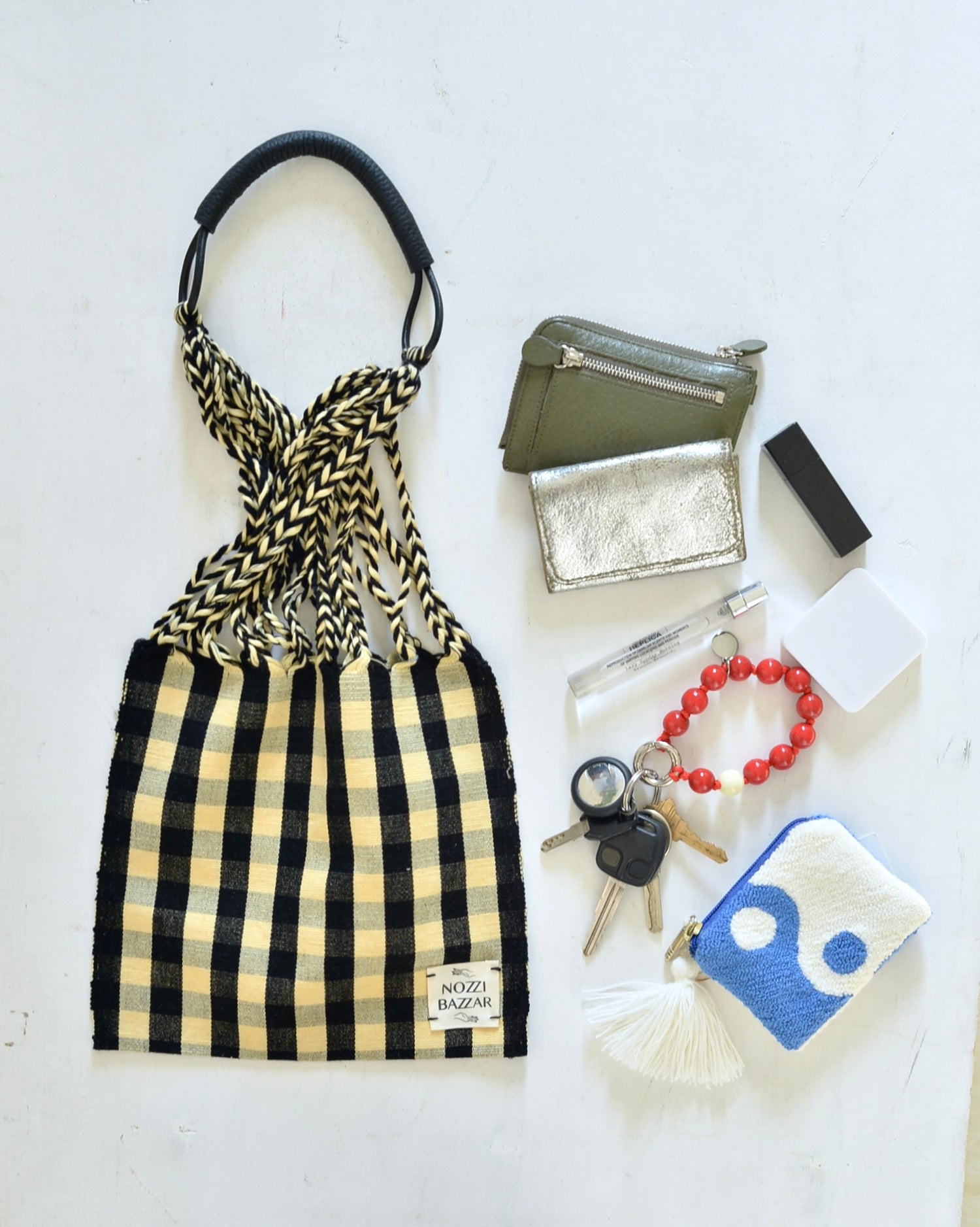 メキシコ ハンモックバッグ レザーハンドル S【BLACK】