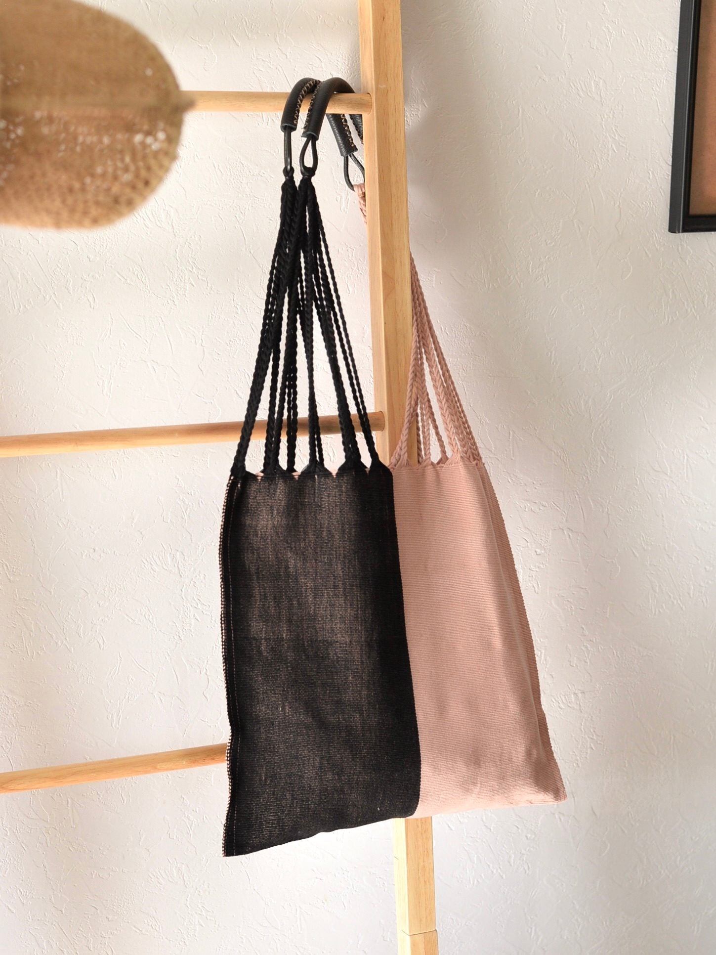 【残り1点】メキシコ ハンモックバッグ レザーハンドル ツートン